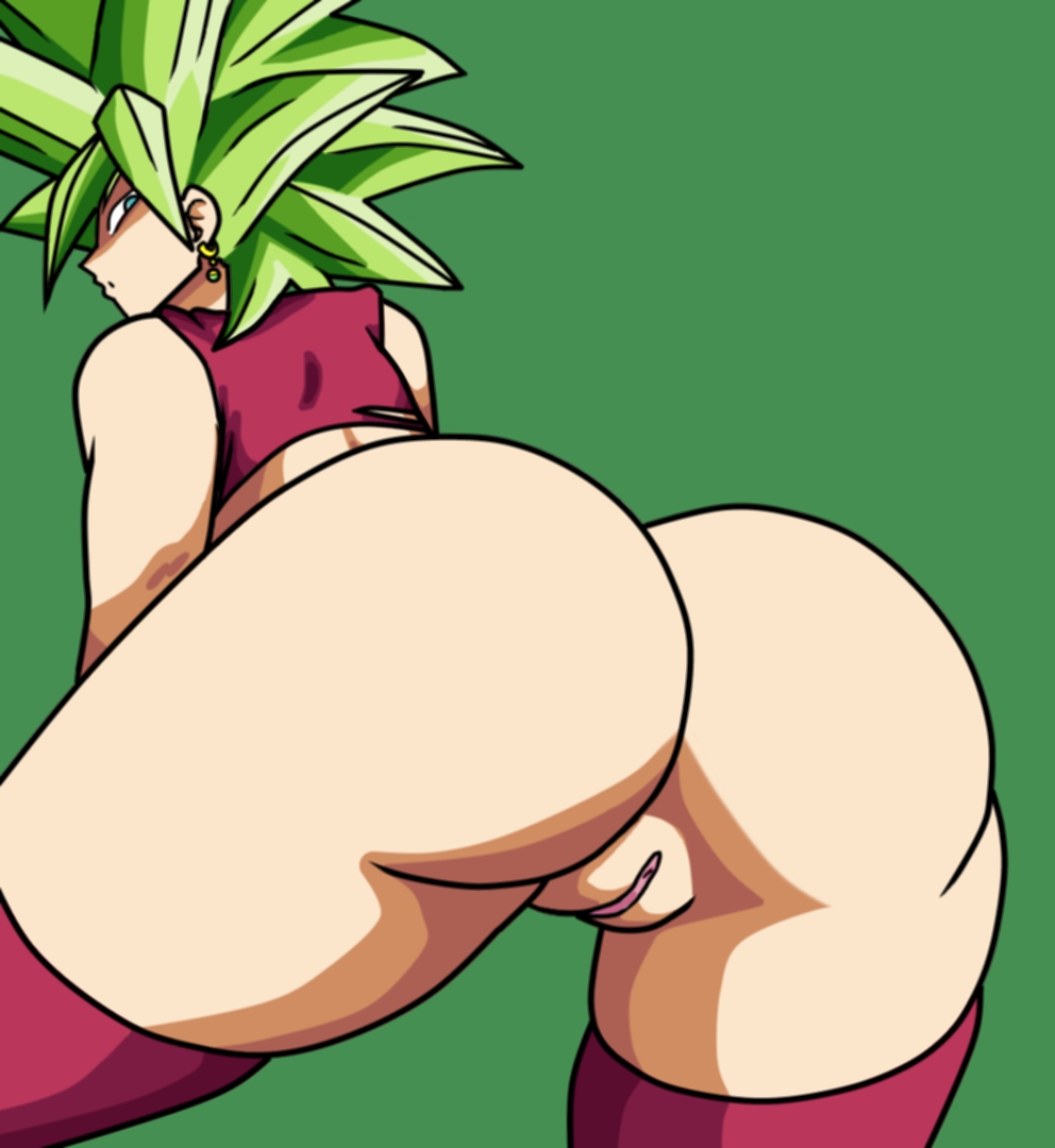 charge sol, kefla, dragon ball, dragon ball super, green background, tagme, ass, back view, big ass, blue eyes, green hair, looking back, pussy, solo female, thick thighs, thighs, torn clothes, 