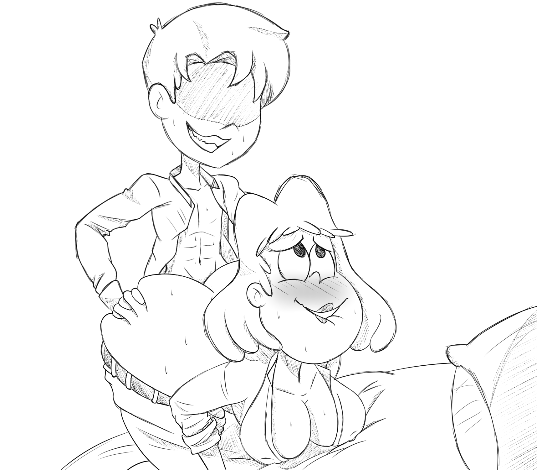 rogueartlove, rita loud, the loud house, ass, bed, big ass, big breasts, bite, biting lip, blush, breasts, cheating, cheating wife, clothed, clothed sex, clothing, doggy style, female, front view, lipstick, looking pleasured, male, milf, mother, pillow, sex, sheets, smile, 