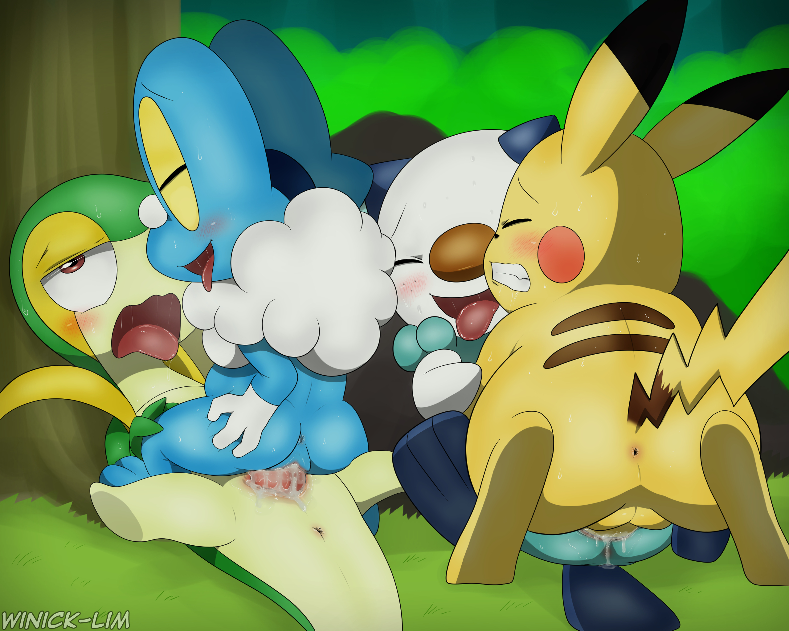 Pikachu and snivy