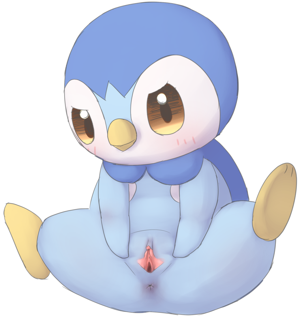 piplup, nintendo, simple background, white background, blush, bunnag, clitoral hood, clitoris, female, genitals, looking at viewer, nude, pokemon, pussy, semi-anthro, solo, spread legs, spread pussy, spreading, urethra, video games, 
