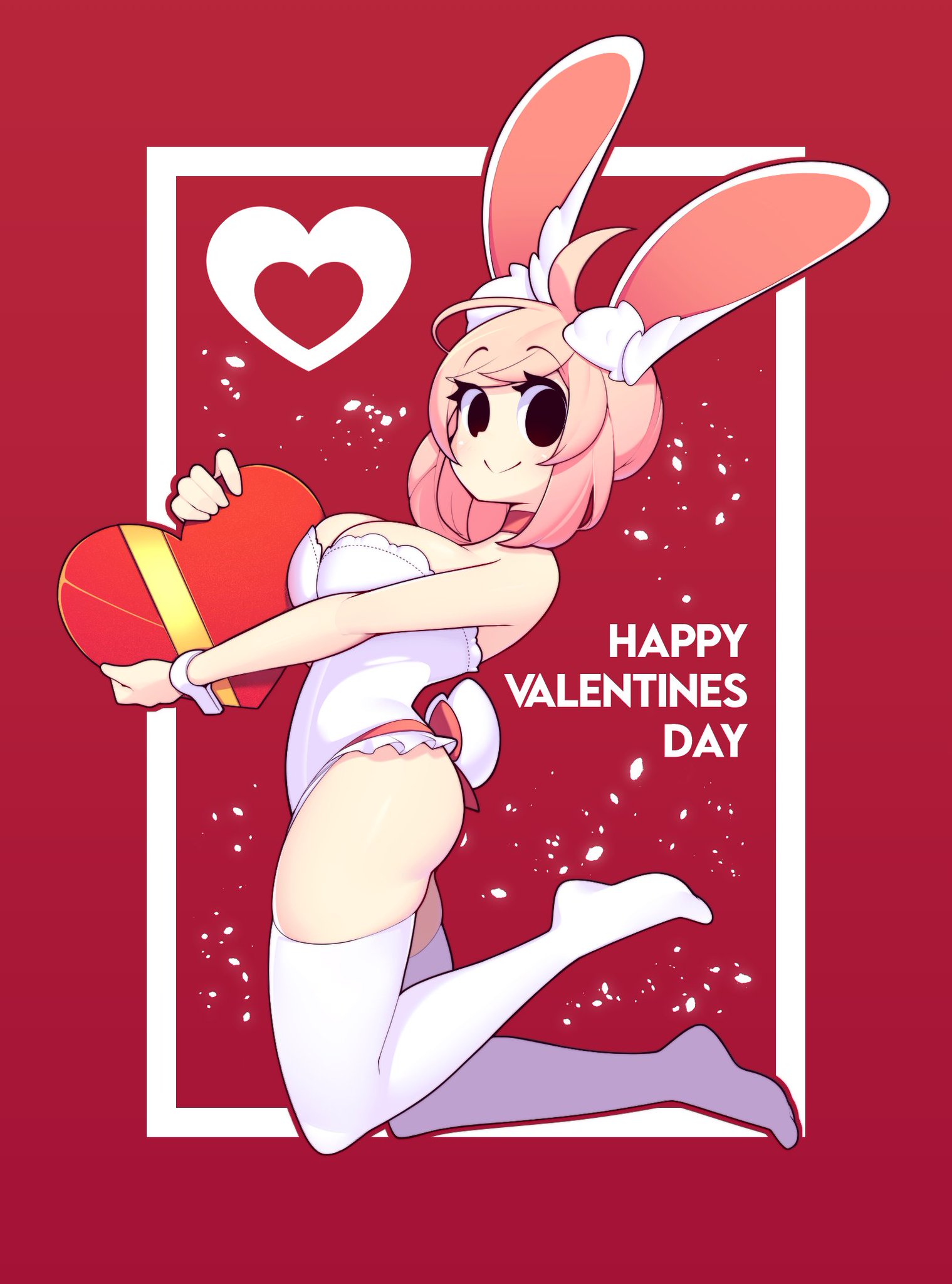 ass, breasts, bunny ears, bunny girl, chocolate, female, valentine's day, 