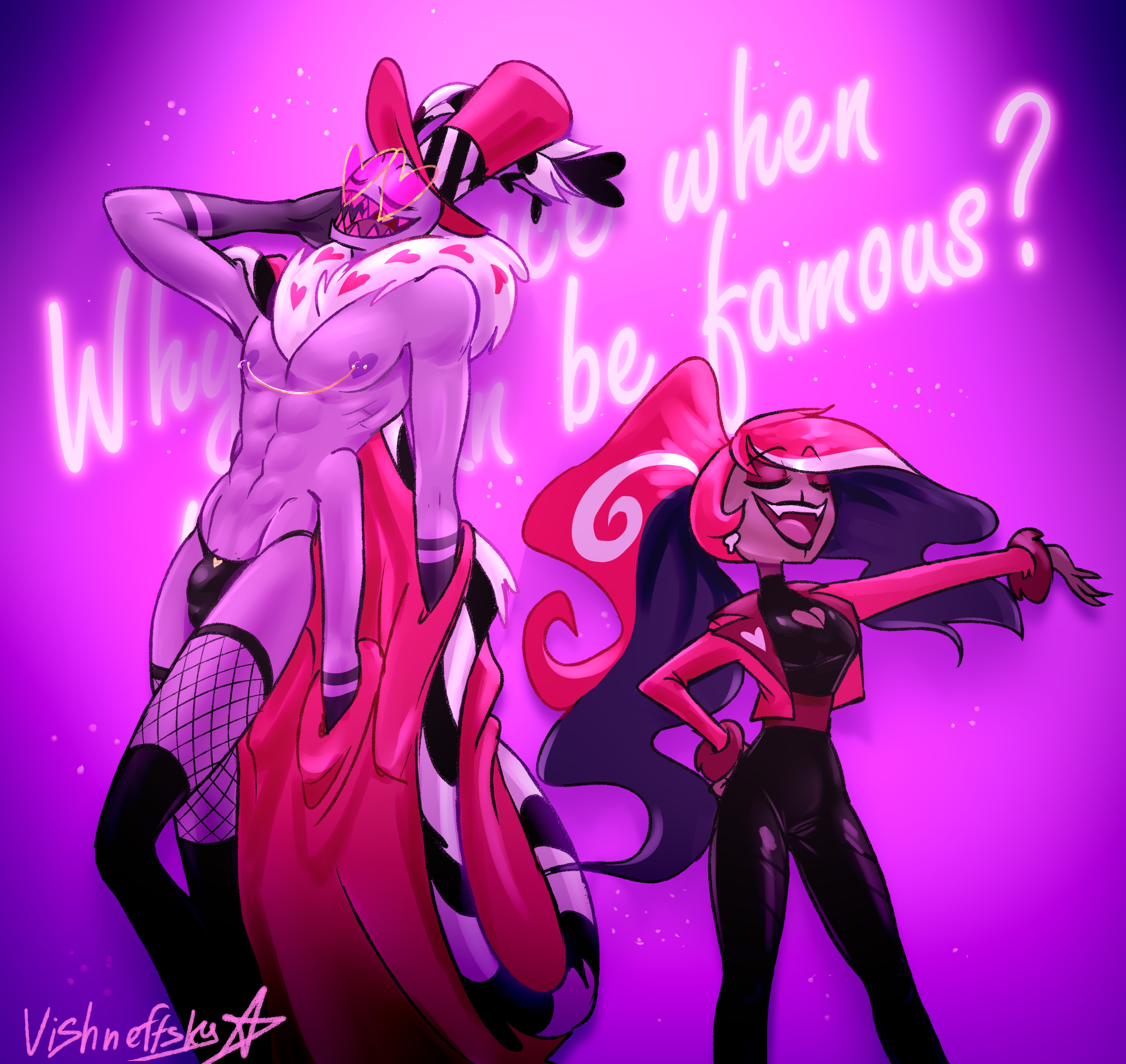 bulge_through_clothing female hazbin_hotel male sexual valentino_(hazbin_hotel) velvette_(hazbin_hotel) vishneffsky