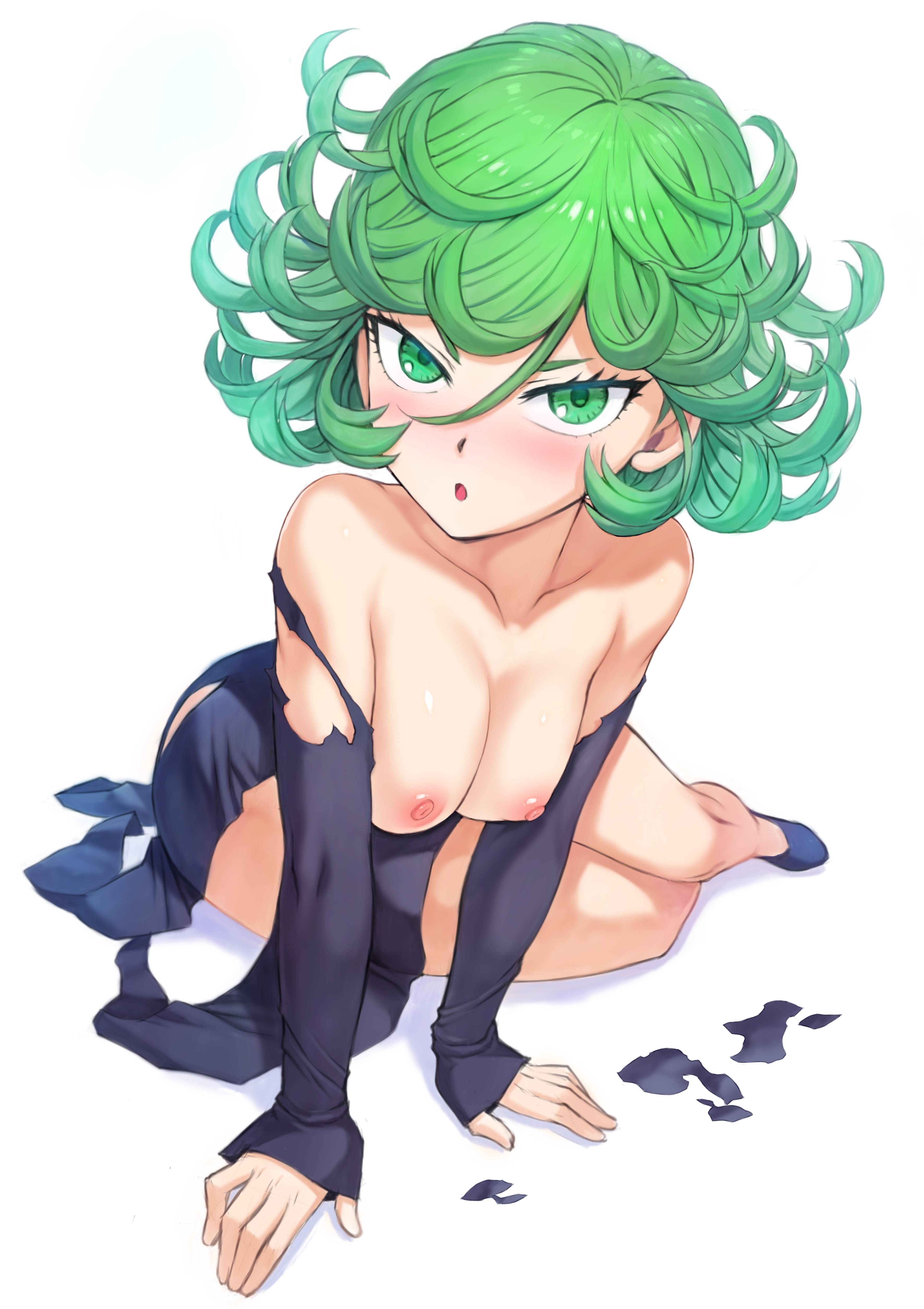 mogudan, tatsumaki, one-punch man, blush, breasts, green eyes, green hair, ...