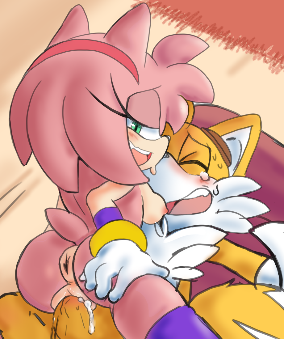 amy rose, tails, sonic (series), sonic boom, pink hair, pink skin.