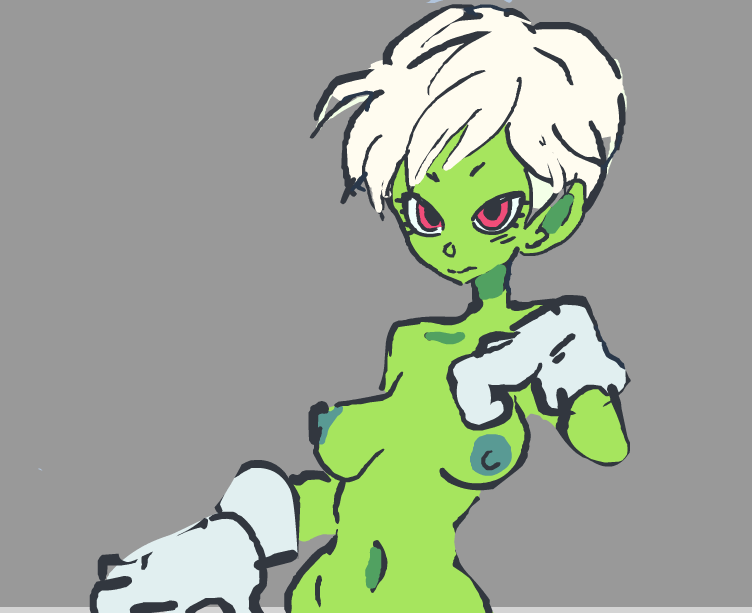1girls 2d 2d_(artwork) alien_girl alien_humanoid areola blank_background breasts cheelai degodraws dragon_ball dragon_ball_super_broly female gloves_only gray_background green_areola green_skin green_skinned_female humanoid nipples short-haired_female short_hair sketch white_hair