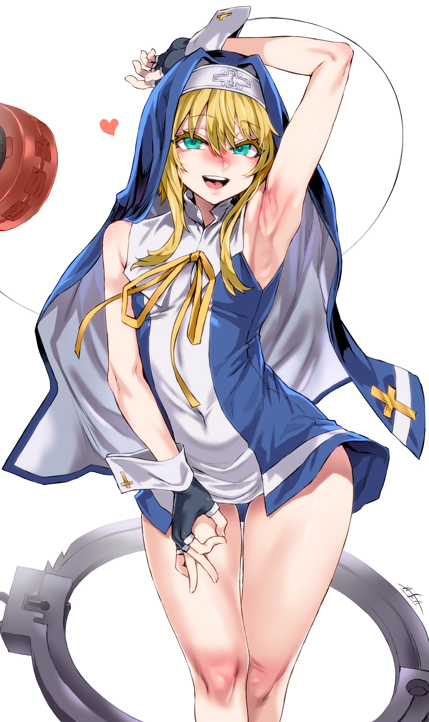 asanagi, bridget, guilty gear, guilty gear strive, arm up, armpit, armpit crease, armpit fetish, armpits, arms up, blonde female, blonde hair, petite, trans (lore), trans woman, trans woman (lore), transgender, transgender woman, twink, 