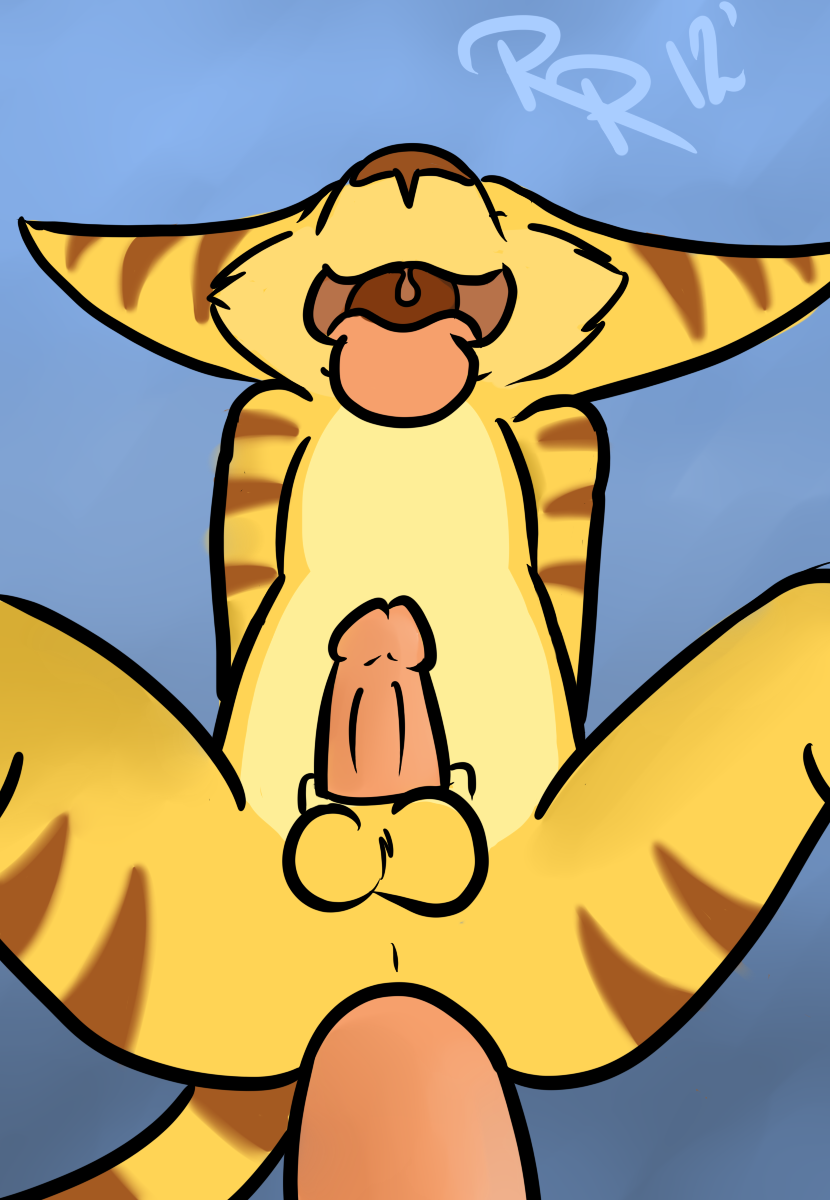 rotten robbie, ratchet, ratchet and clank, 2012, color, anal, anal sex, ass, balls, disembodied penis, ear, gay, gradient background, lombax, male, nose, open mouth, penetration, penis, sheath, stripes, tongue, uvula, video games, 