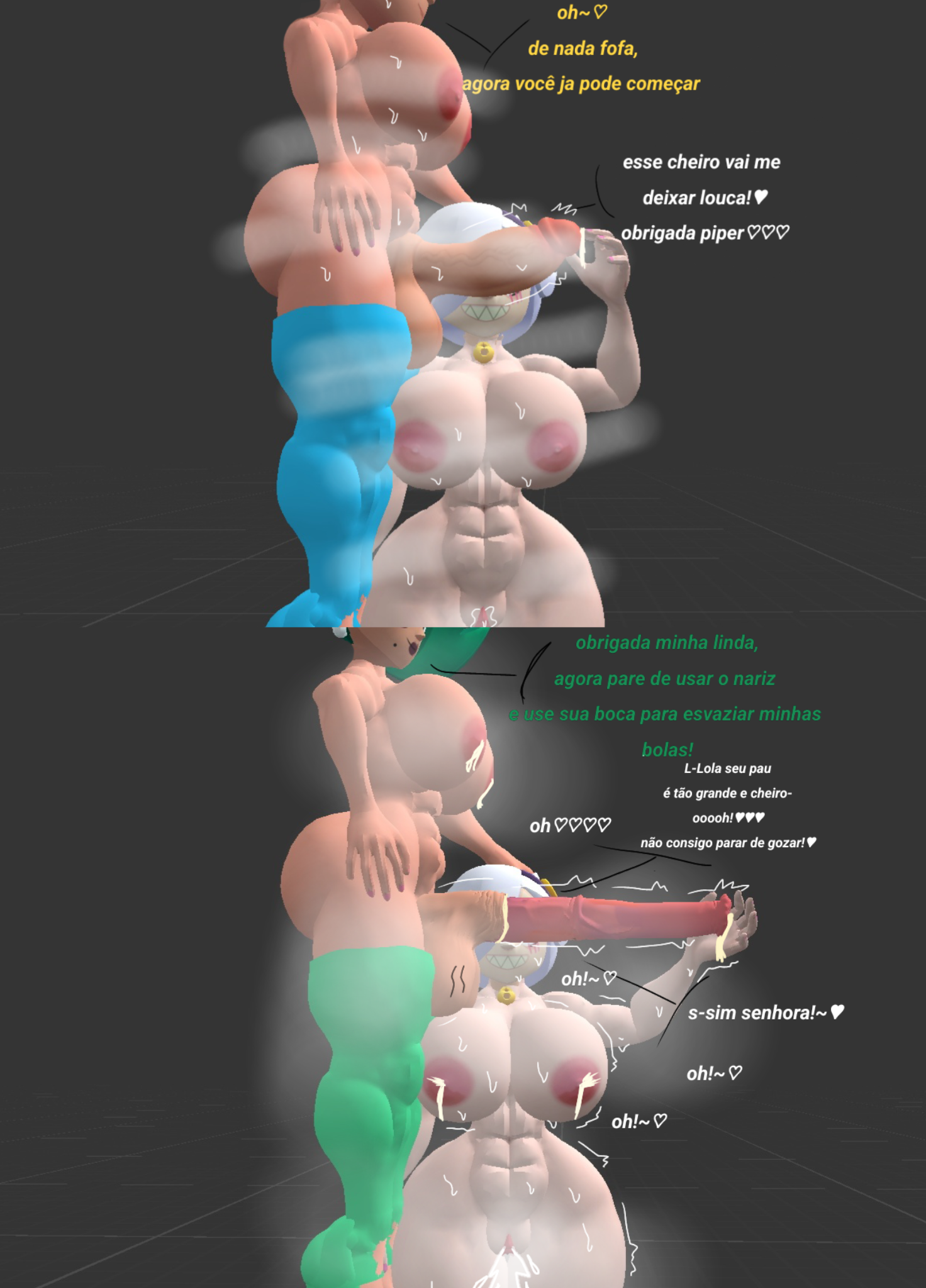 1girls 2futas 3d big_ass big_balls big_breasts big_butt blonde_hair blush brawl_stars breasts_bigger_than_head breasts_milk colette_(brawl_stars) dx_3d_(artist) ejaculation female_ejaculation futa_on_female futanari green_hair heart horse_penis horsecock horsecock_futa huge_ass huge_balls huge_breasts lactation lola_(brawl_stars) piper_(brawl_stars) portuguese_dialogue portuguese_text precum smelly_cock white_hair