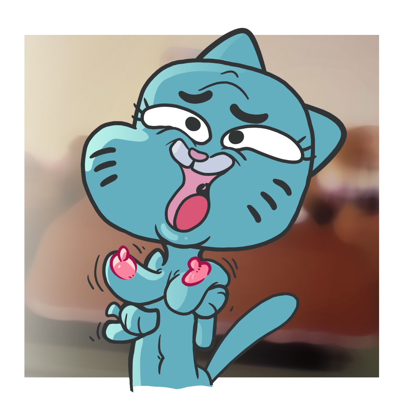 nicole watterson, the amazing world of gumball, 4 fingers, anthro, areola, ...