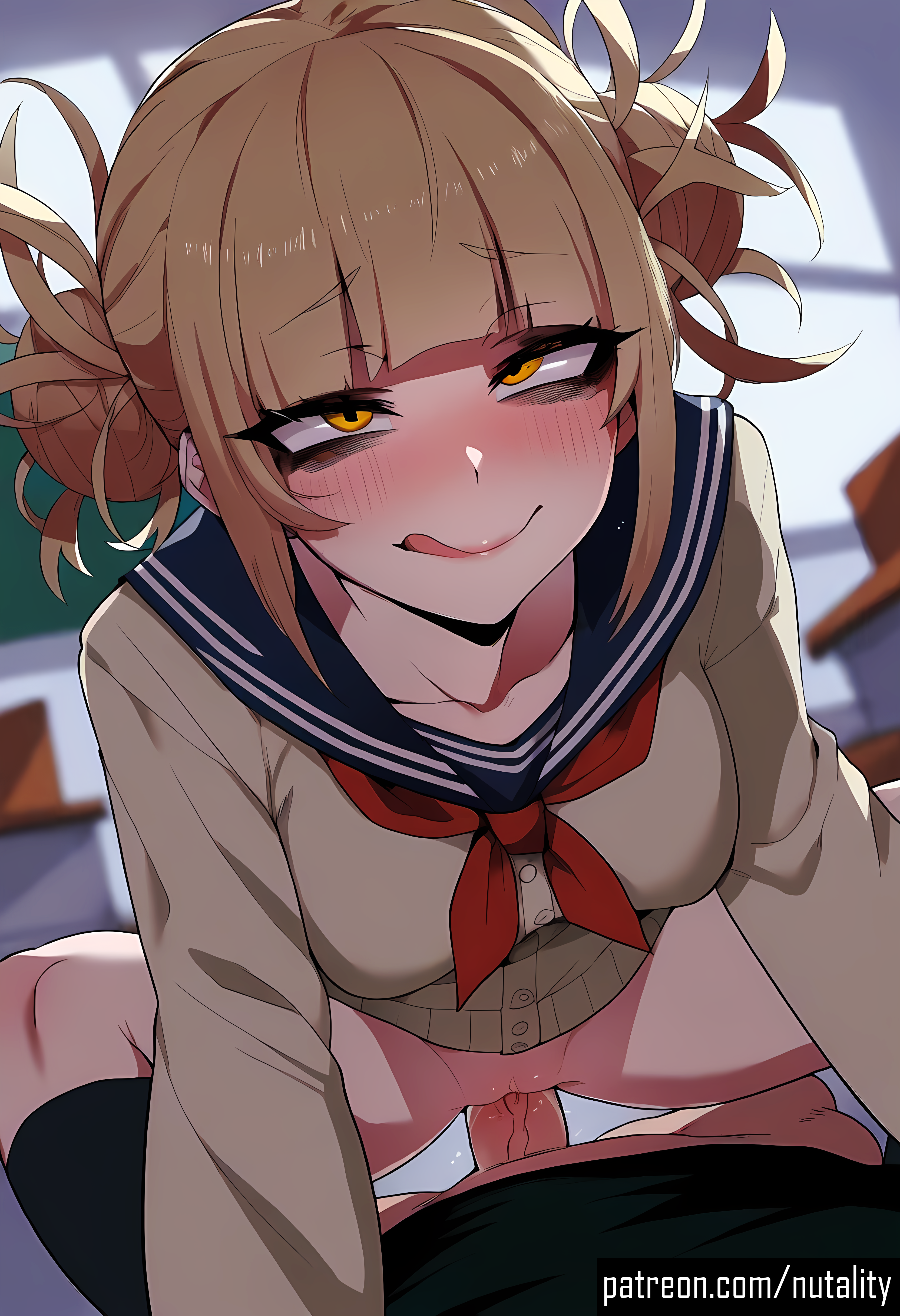 1girls ai_generated bangs black_socks blonde_female blonde_hair blush blush_lines blushing_at_viewer blushing_female boku_no_hero_academia clothed_sex cowgirl_position curvy curvy_body curvy_female cute cute_face female female_focus female_on_top female_penetrated half-dressed half_naked half_nude hi_res high_resolution highres himiko_toga light-skinned_female light_skin looking_at_viewer lying lying_on_back medium_breasts miniskirt my_hero_academia nipples nutality patreon pleasure_face provocative provocative_pose pussy pussy_juice pussy_juice_drip school school_uniform schoolgirl schoolgirl_uniform sex sexy short_hair showing_breasts small_breasts smile smiley_face smiling smiling_at_viewer socks teasing teenage_girl teenager thick_thighs toga_himiko tongue tongue_out vagina vaginal_penetration vaginal_sex yellow_eyes