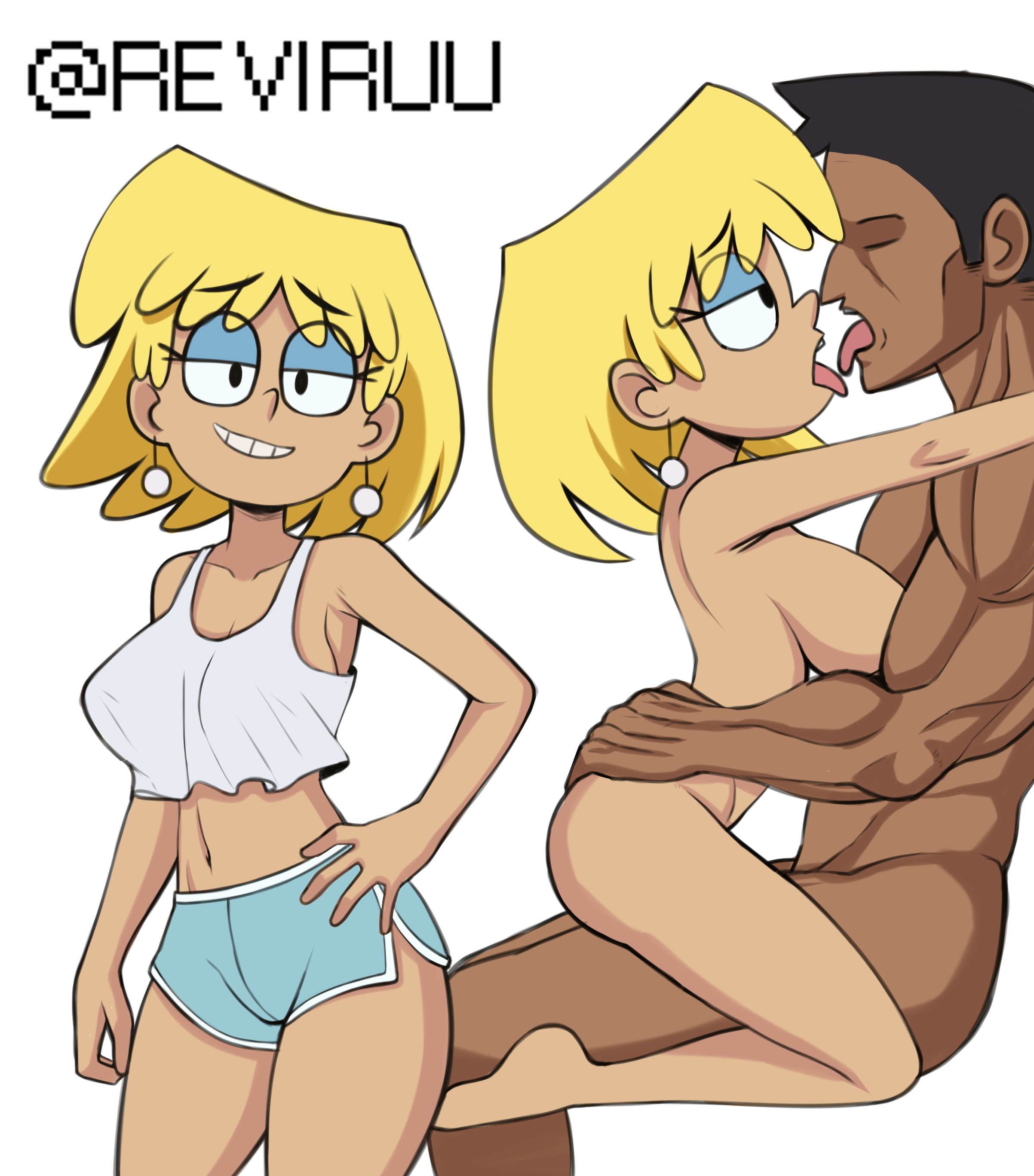 lori loud, nickelodeon, the loud house, high resolution, tagme, 1boy, 1girls, ass, big breasts, breasts, clothing, imminent sex, medium hair, muscular male, nude female, nude male, reviruu, smile, 