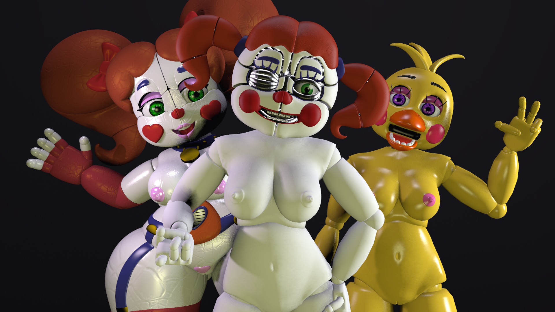 yaboiscout, circus baby, toy chica (fnaf), sister location, 3d, source film...
