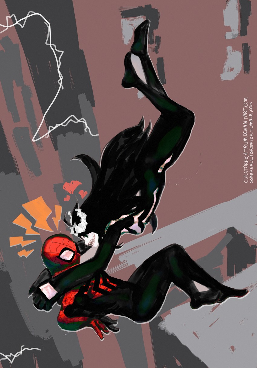 she-venom, spider-man, venom, marvel, tagme, midair, somersaultdropkick, sy...