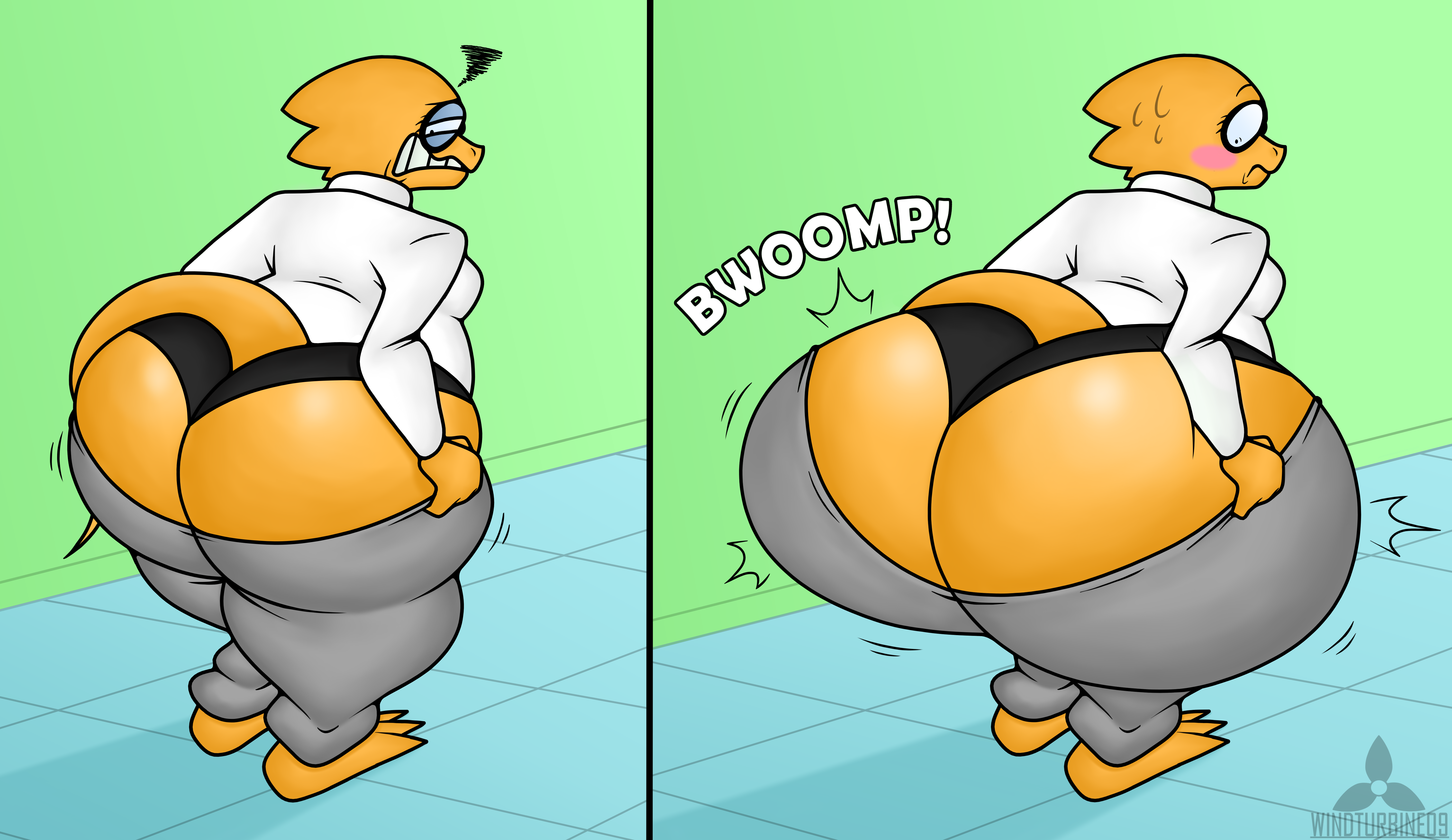 alphys, undertale, 1girls, anthro, ass cleavage, ass expansion, fat ass, female only, huge ass, massive ass, scalie, sequence, tail, undertale (series), windturbine09, 
