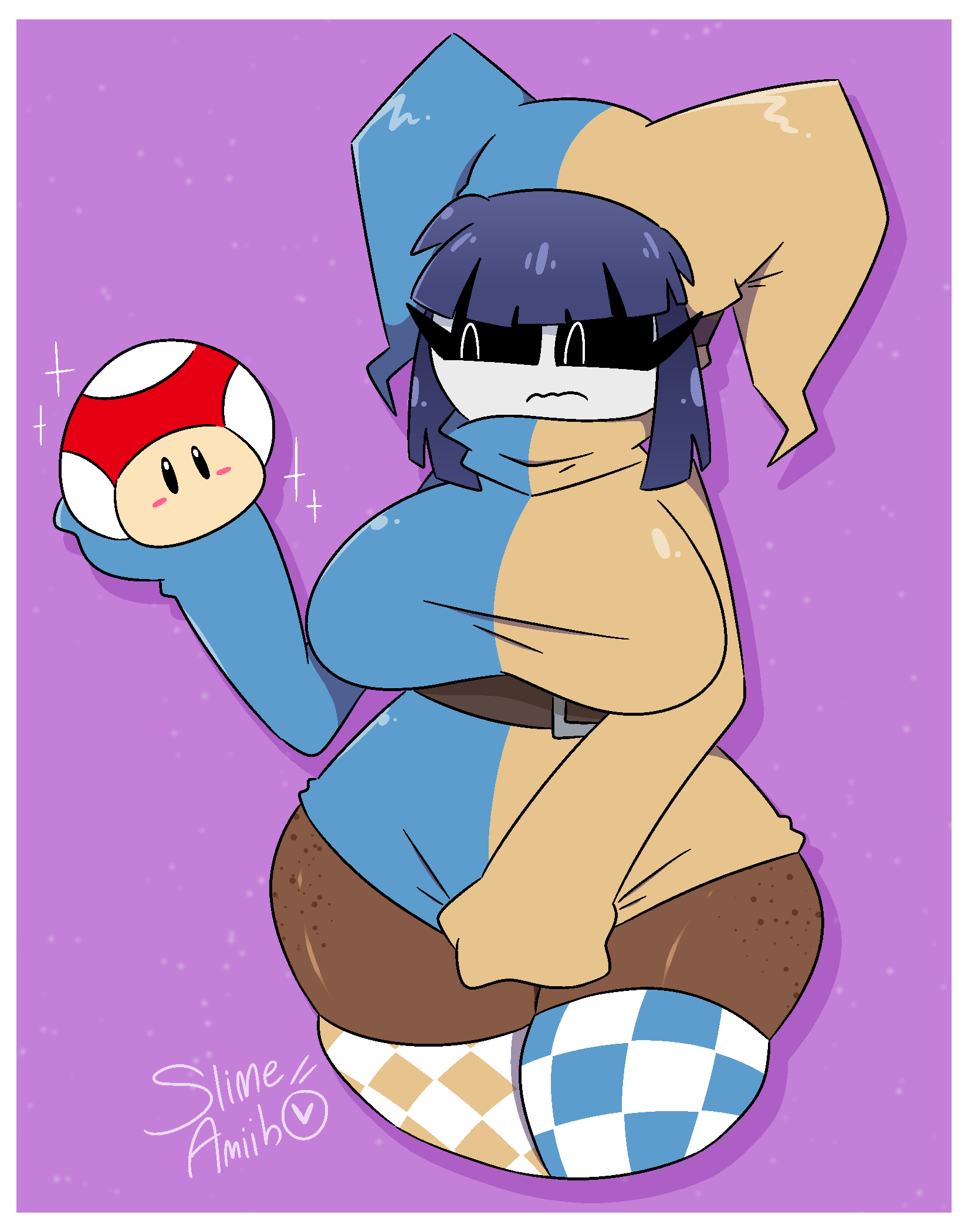 shy gal, mario (series), super mario bros., tagme, big breasts, duomi (kalmoire), mushroom, slime amiibo, 