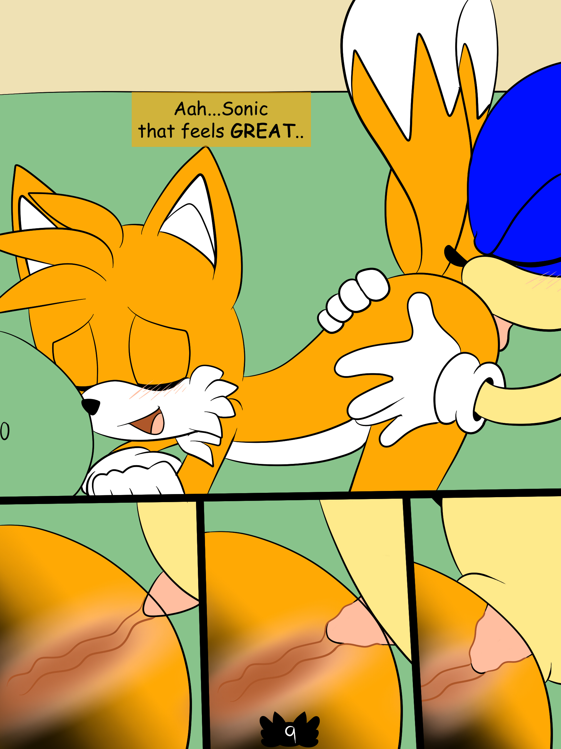 amatsucat, sonic the hedgehog, tails, sega, sonic (series), comic, anal, anal sex, anthro, anus, ass, backsack, balls, blue eyes, blush, canine, deep rimming, dialogue, duo, fox, fur, green eyes, hazardouss, hedgehog, licking, male, male only, mammal, multiple males, oral, penetration, penis, raised tail, rimming, sex, smile, sofa, tongue, tongue out, video games, yaoi, 