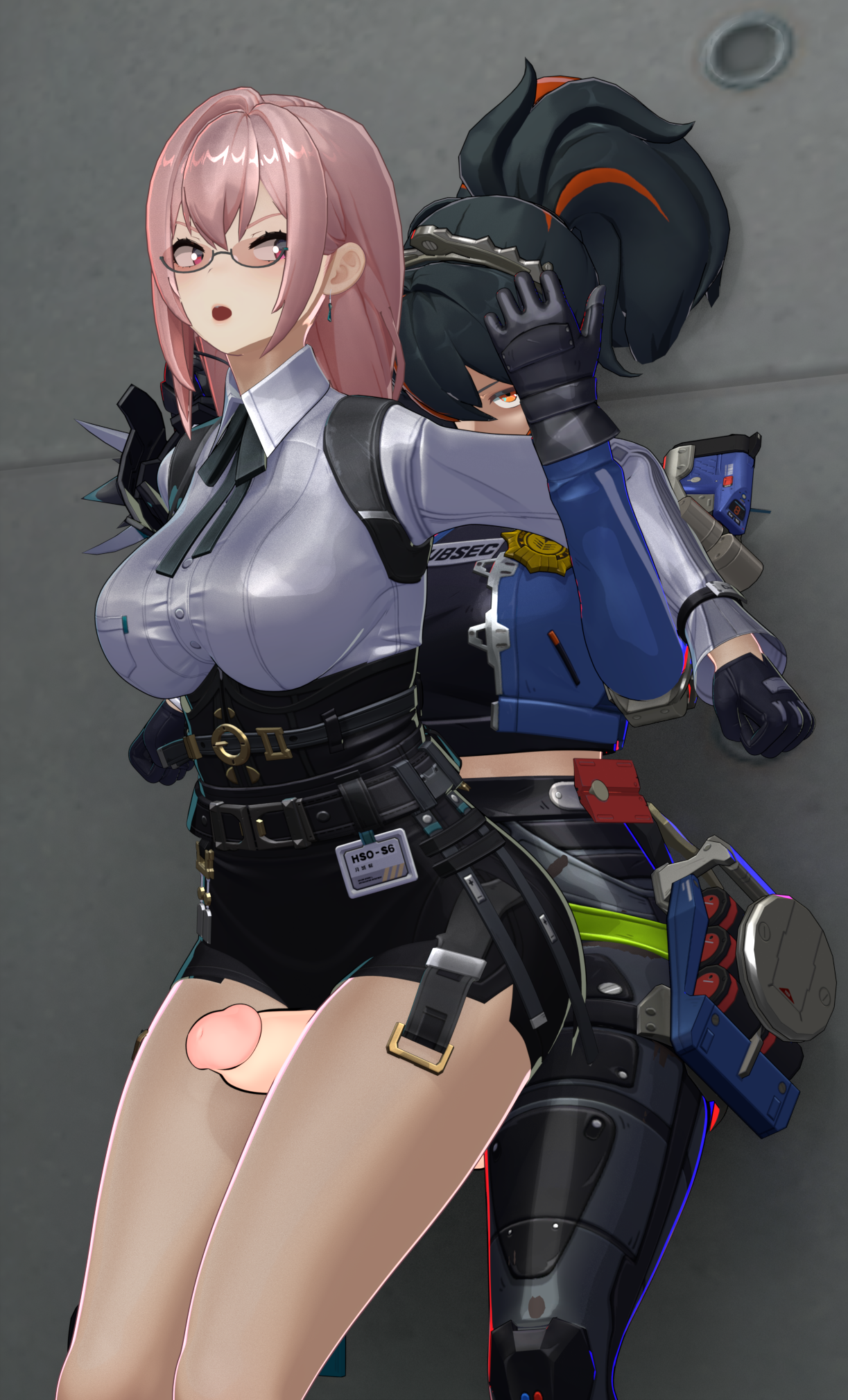 1futa 1girls 3d about_to_be_raped angry between_legs big_breasts big_penis breasts breasts_bulge female futa_on_female futadom futanari hoyoverse imminent_rape intersex penis pink_hair police police_uniform resisting restrained runeiteer scared thick_thighs thigh_job thighs tsukishiro_yanagi unwilling unwilling_participant zenless_zone_zero zhu_yuan