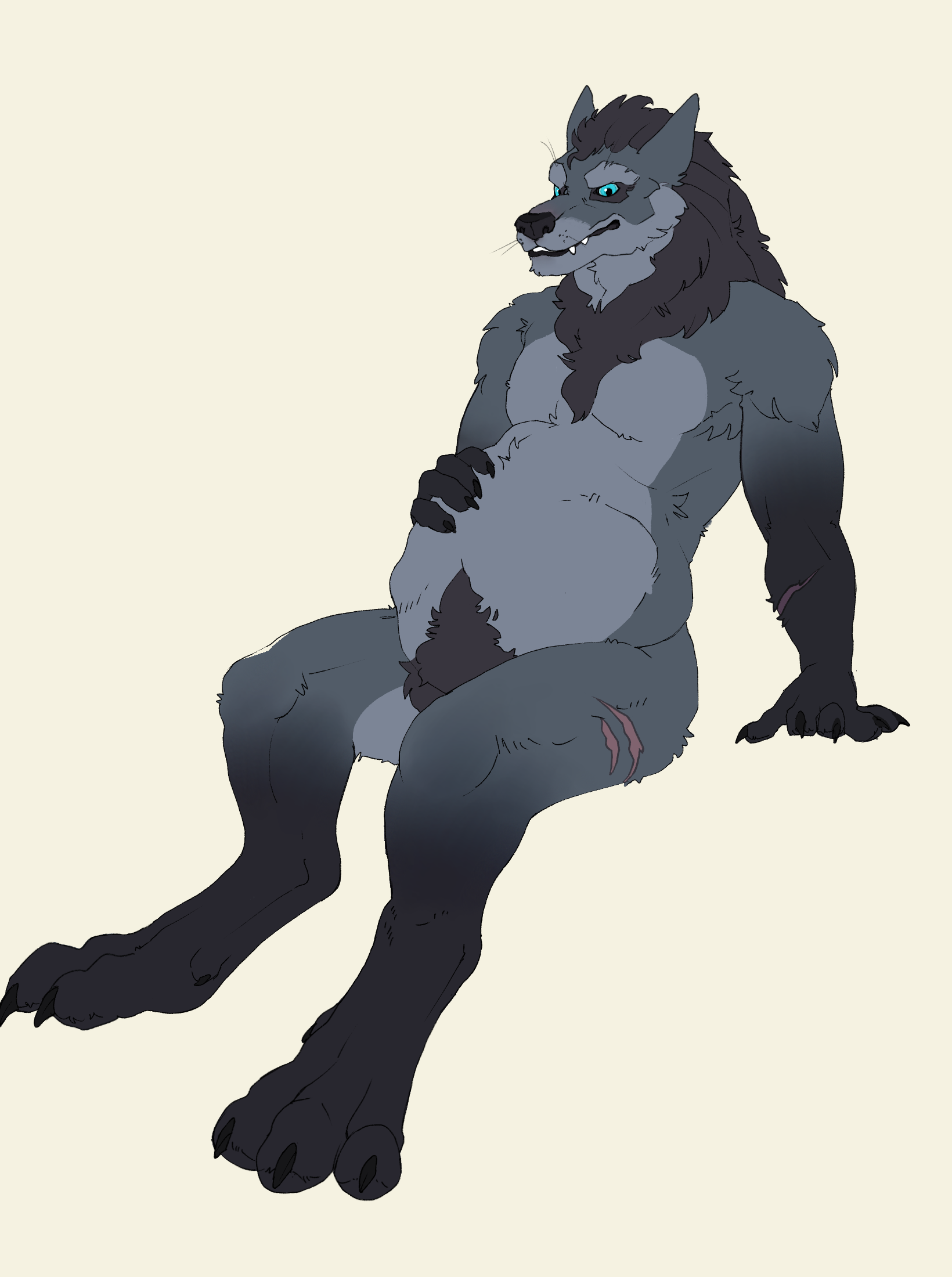 worgen, blizzard entertainment, warcraft, hi res, anthro, belly, big belly, canid, chapchl, emil-gee, male, mammal, oral vore, sitting, solo, stomach bulge, video games, vore, were, werecanid, 