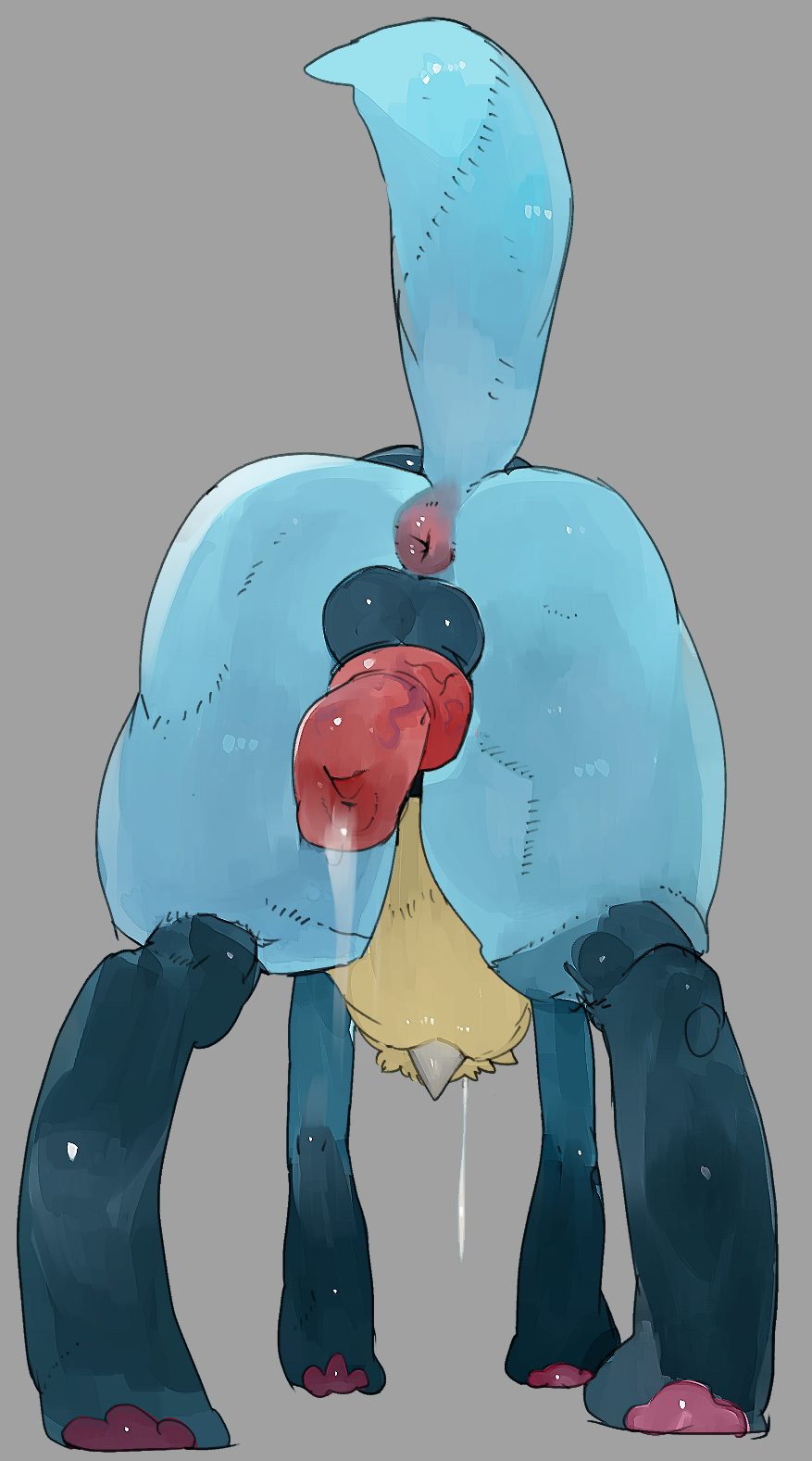 liteu, lucario, nintendo, grey background, hi res, simple background, all fours, anatomically correct, animal genitalia, animal penis, anthro, anus, ass, backsack, balls, canine, canine penis, cum, darkened genitals, erection, from behind position, knot, male, male only, mammal, penis, penis backwards, penis towards viewer, pokemon, sex, solo, video games, 