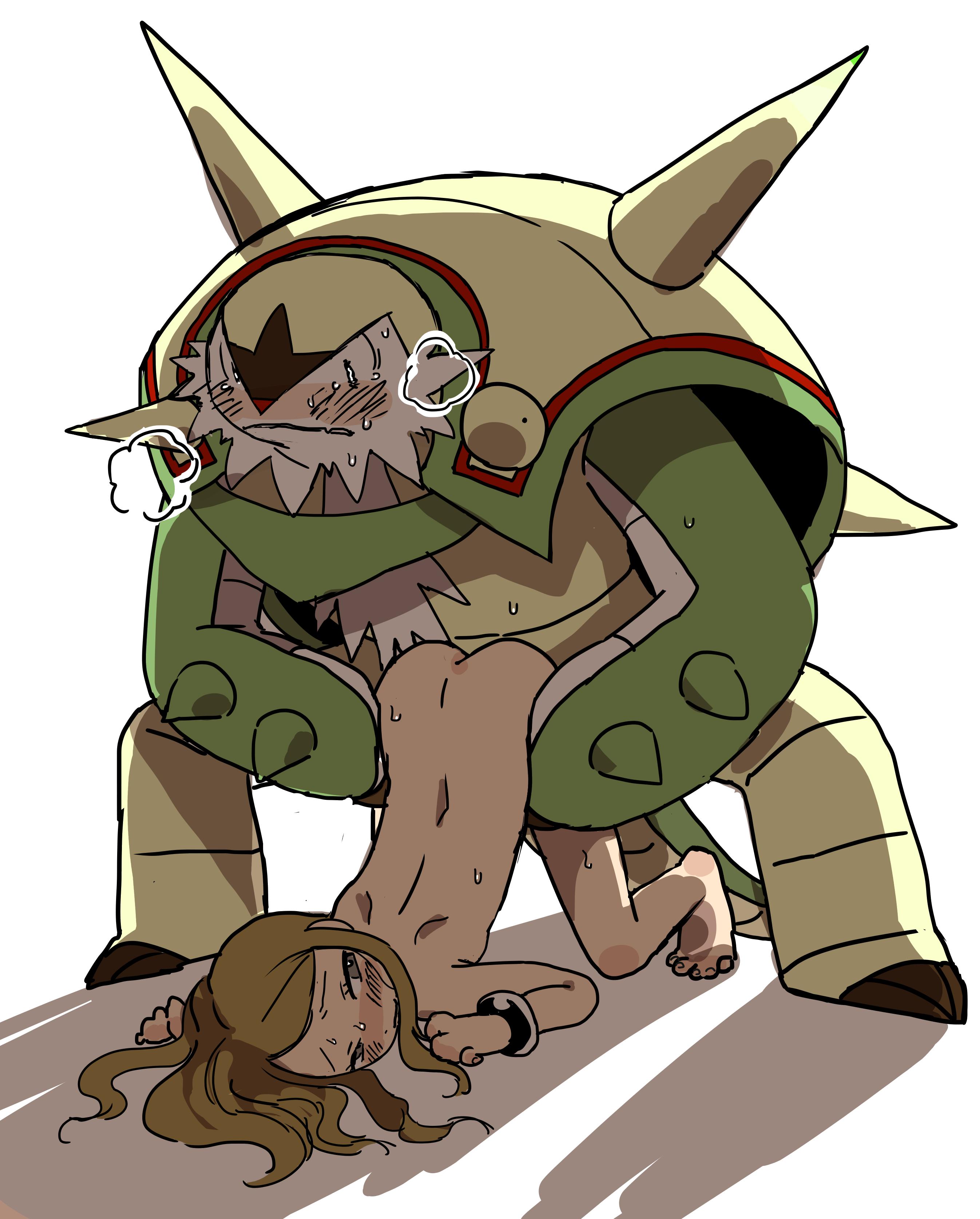 she tikin, chesnaught, original character, serena (pokemon), nintendo, pokemon xy, 2019, absurd res, digital media (artwork), hi res, simple background, 1boy, 1girls, anthro, anthro penetrating, anthro penetrating human, ass up, blue eyes, blush, bodily fluids, duo, female, female on anthro, from behind position, hair, human, human on anthro, human penetrated, humans of pokemon, interspecies, larger male, male, mammal, nude, penetration, pokemon, pokephilia, sex, size difference, smaller female, sweat, video games, young, 