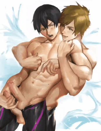 sakimichan, free!, animated, nude filter, abs, anal, anal sex, gay, male, nude, penis, sex, yaoi, 