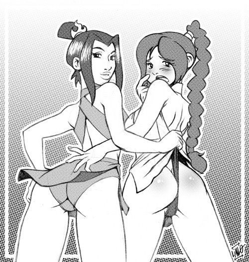 azula, ty lee, avatar the last airbender, nickelodeon, tagme, ass, black hair, female, female only, human, multiple females, 
