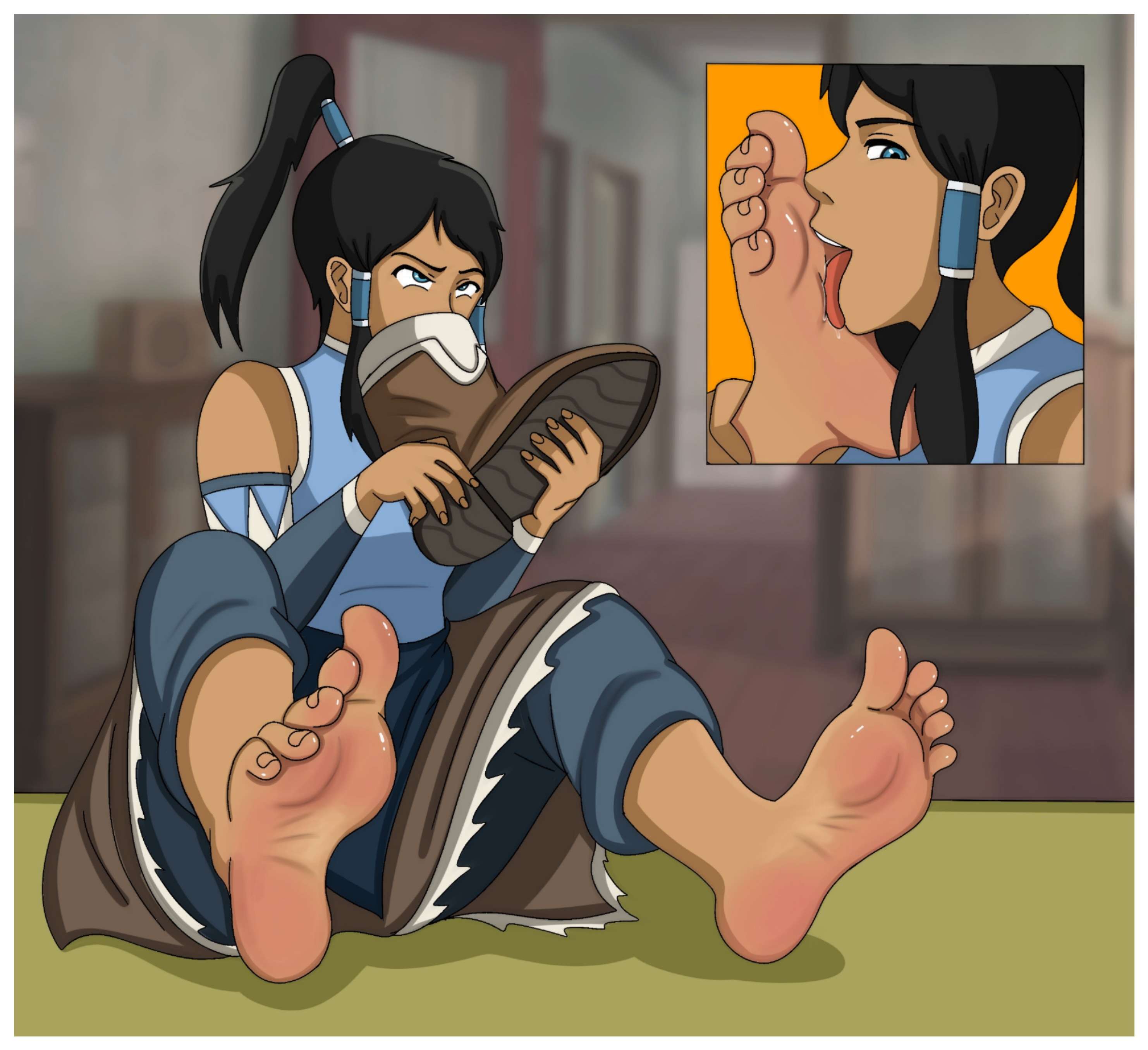 Foot worship sniffing