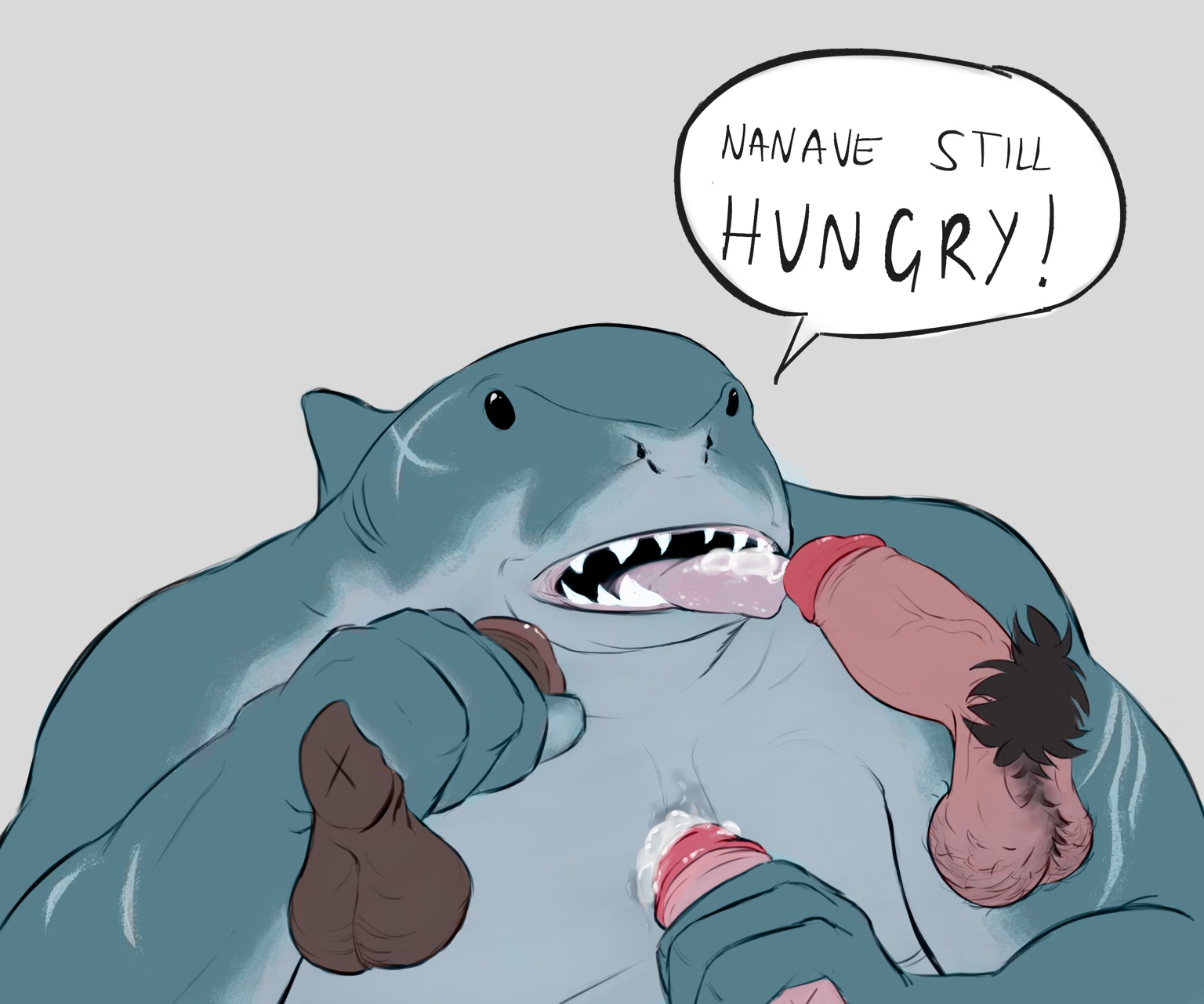 king shark, nanaue, dc comics, 6:5, hi res, simple background, animal human...