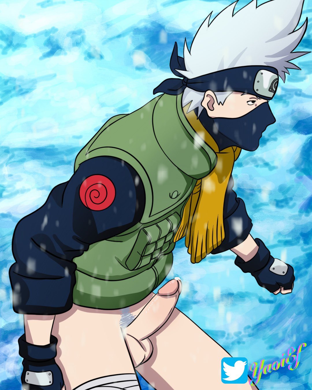 hatake <b>kakashi</b>, naruto, 1boy, erection, grey hair, male only, masked male, ...