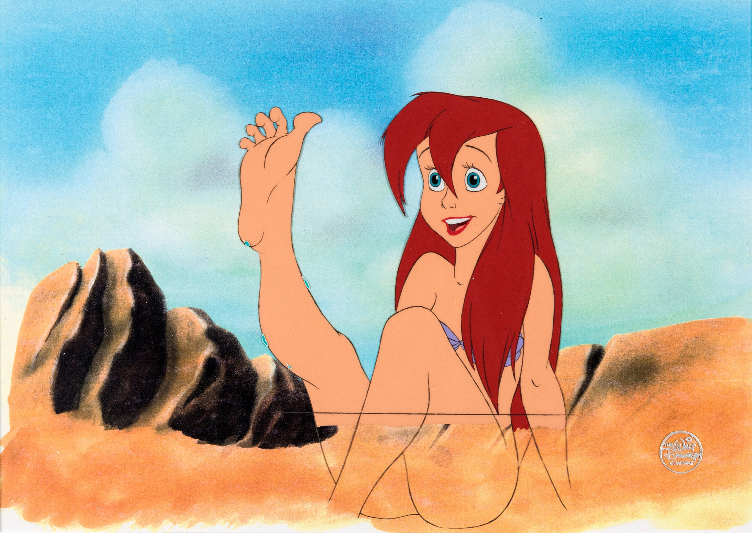 ariel, the little mermaid, bottomless, red hair, seashell bra.