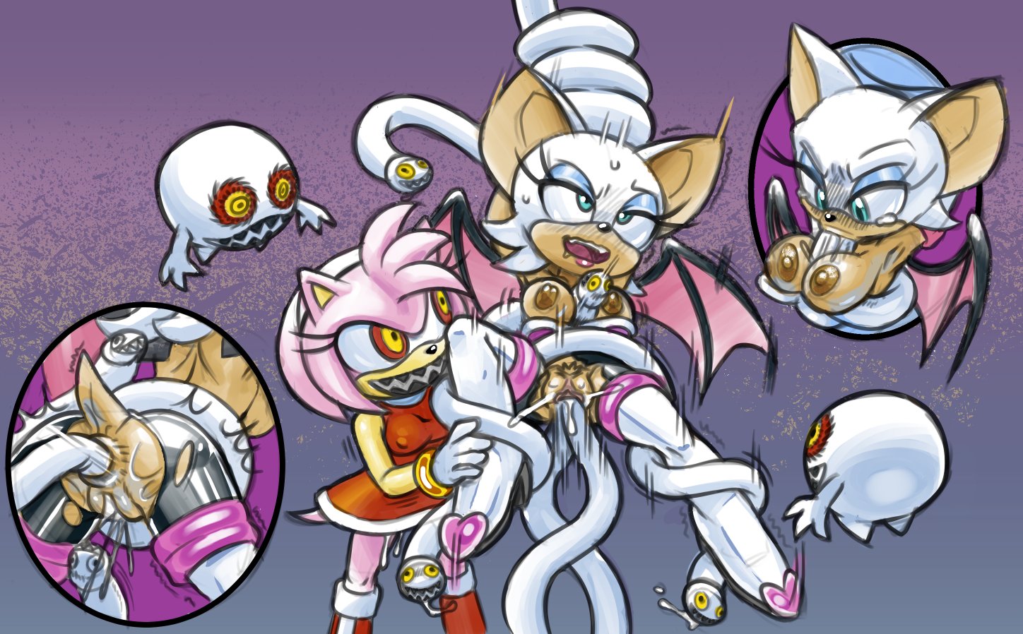 is (artist), amy rose, rouge the bat, project x love potion disaster, sega,...
