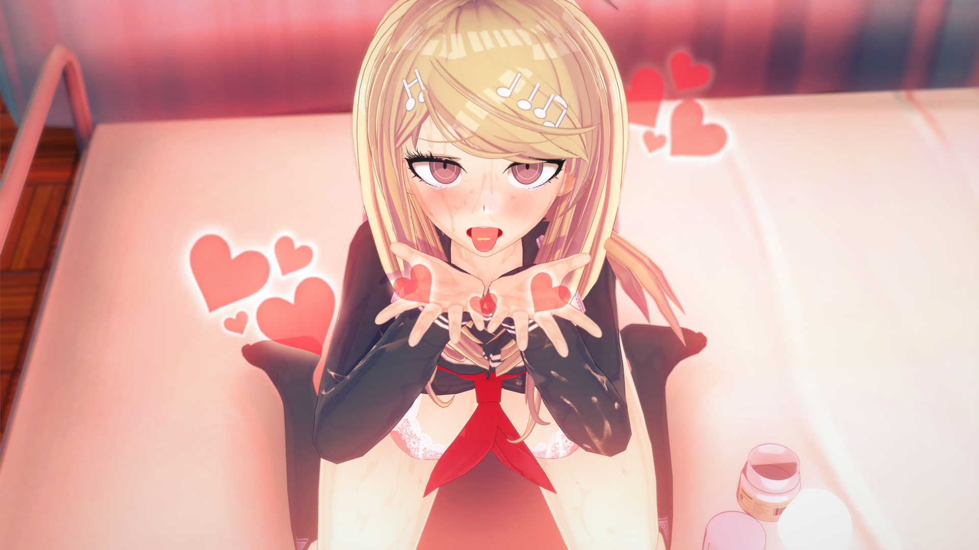 akamatsu kaede, danganronpa, danganronpa v3, koikatsu, bra, breasts, orgasm face, underwear, undressed, ナナリナ, 