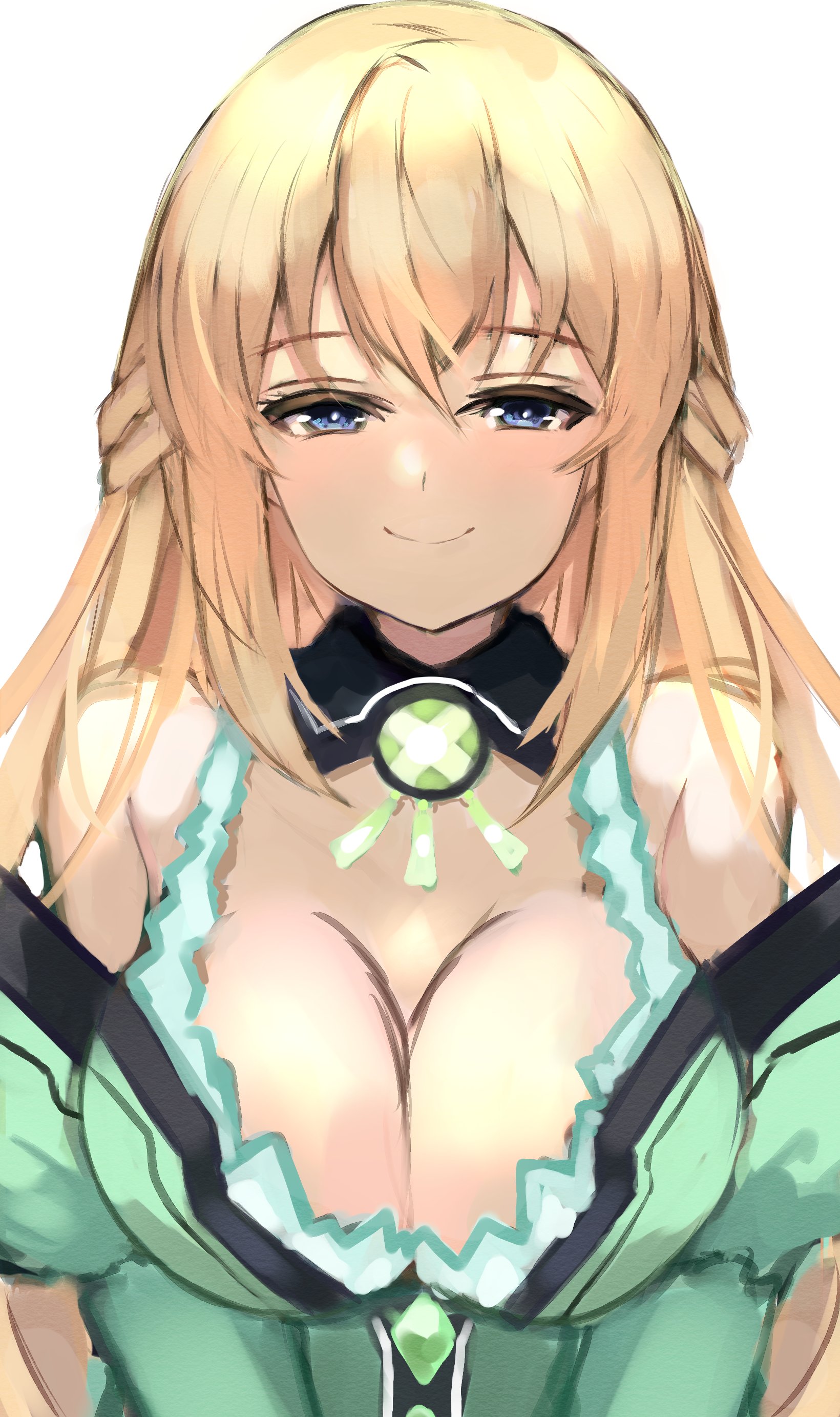 vert, neptunia (series), hi res, 1girls, big breasts, bimmy, blonde hair, blue eyes, breasts, busty, cleavage, dress, female, female only, goddess, large breasts, long hair, smile, solo, voluptuous, 
