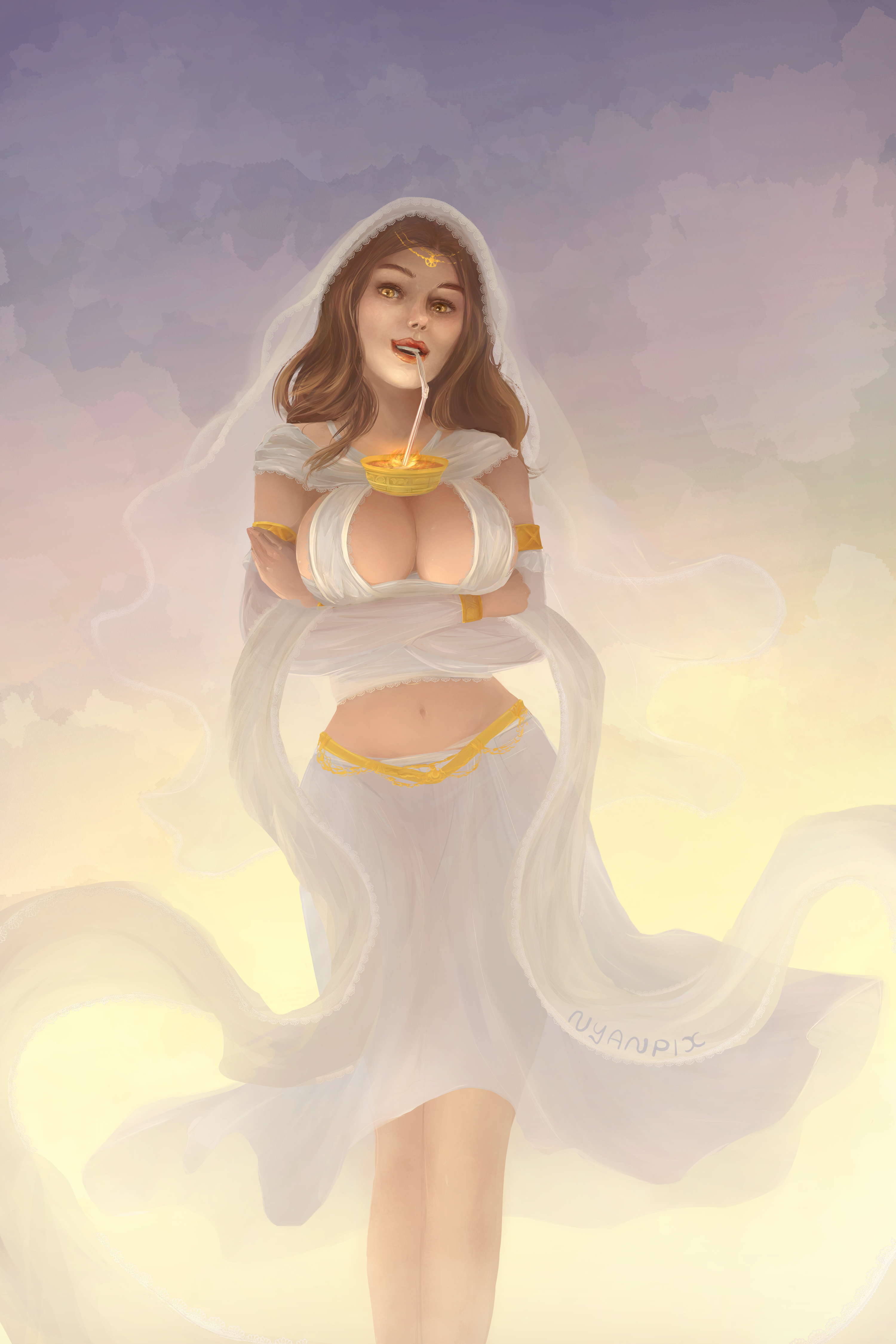 queen of sunlight gwynevere, dark souls, fromsoftware, arms crossed under b...