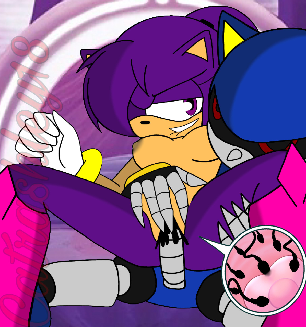 metal sonic, sonic (series), ashley the hedgehog, catrashley18, impregnation, pregnant, 