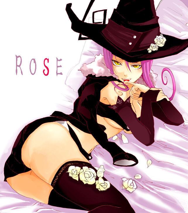 blair, soul eater, hat, licking finger, long hair, lying, on side, purple hair, witch hat, yellow eyess, 