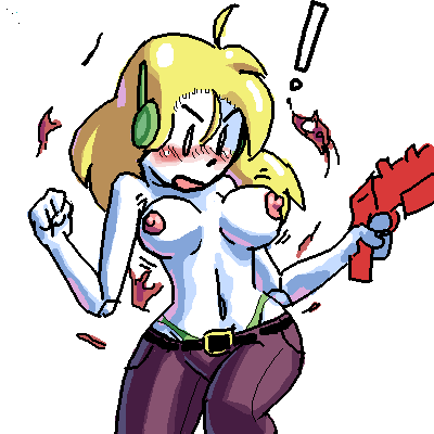 noill, curly brace, cave story, tagme, blush, breasts, wardrobe malfunction, 
