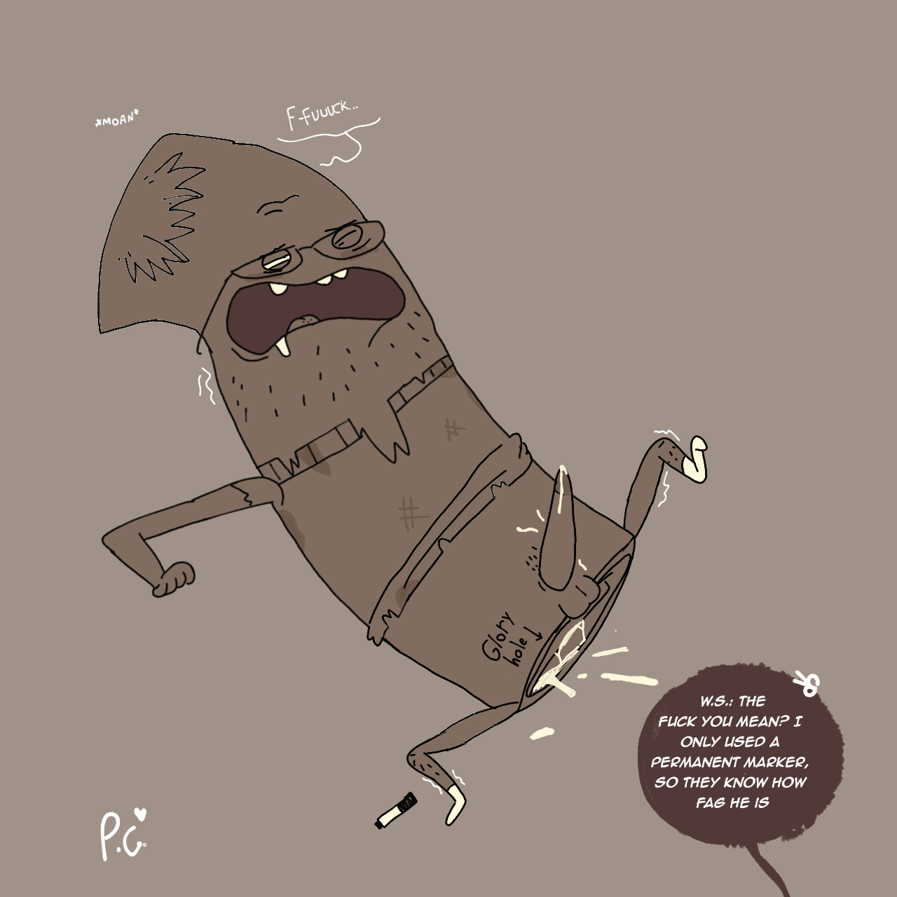 after_sex animate_inanimate ass brown_background cum_in_ass gay homophobic_slur humiliating_tattoo limited_palette male nickelodeon privategyre rock_paper_scissors_(nickelodeon) rock_paper_scissors_(series) simple_background what worst_paper_(rock_paper_scissors) writing_on_body