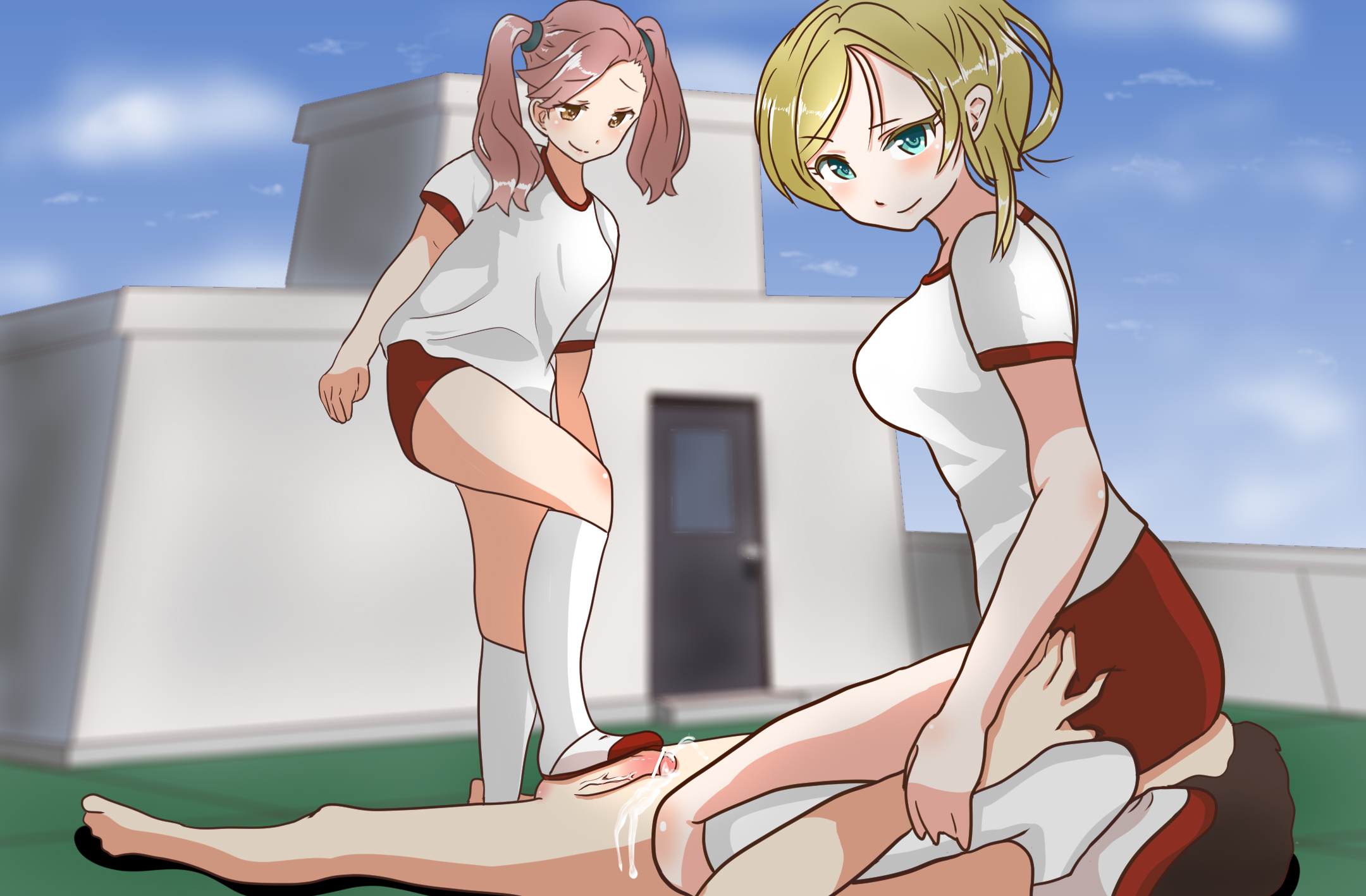 2 girls femdom footjob