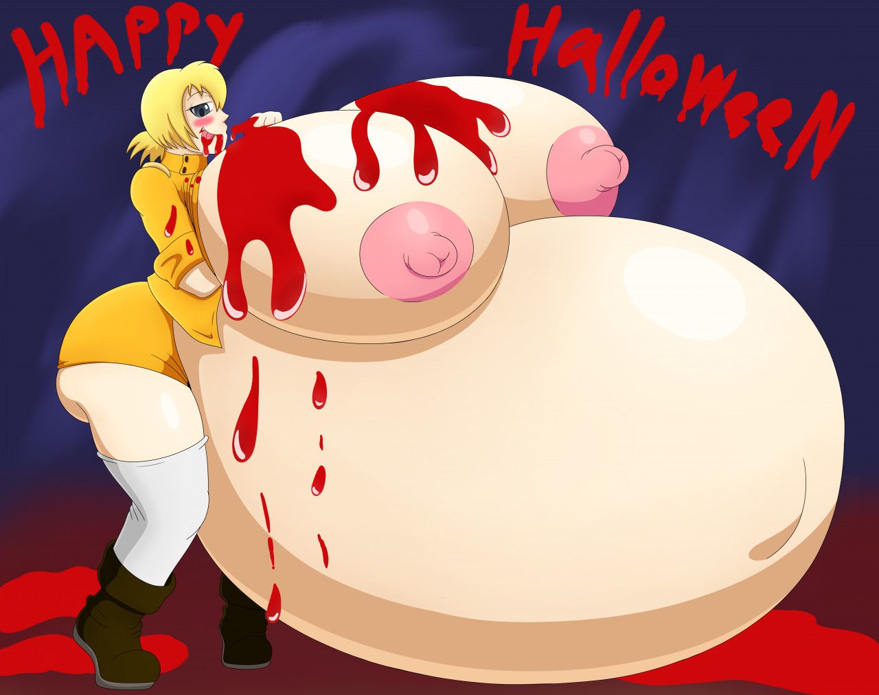 Pregnant belly halloween painting