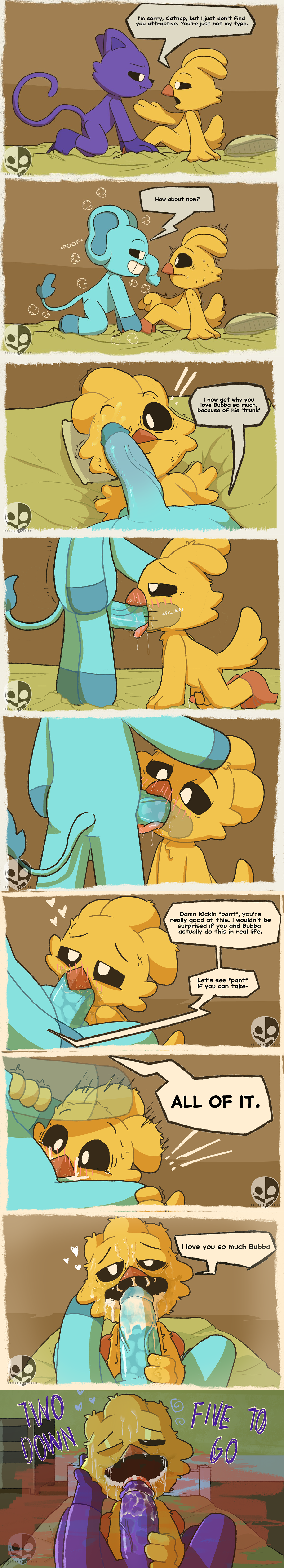 2024 2boys anthro avian balls beak bird blowjob blush blush_lines bodily_fluids bubba_bubbaphant canid canine canis catnap catnap_(poppy_playtime) chicken critters_(poppy_playtime) cum cum_drip cum_in_mouth cum_inside cum_on_face cumming cumming_in_mouth cumming_inside cumshot cyan_body cyan_fur cyan_skin dialog dialogue digital_media_(artwork) domestic_cat duo elephant elephantid english_text erection excessive_cum excessive_precum feathers felid feline felis fellatio fellatio_pov first_person_view fur furry_only galliform gallus_(genus) gay gay_sex genital_fluids genitals giver_pov hair hi_res kickinchicken kickinchicken_(poppy_playtime) long_penis male male/male male_penetrating mammal mob_entertainment no_humans notsafeforwanking nude open_mouth oral oral_penetration oral_sex penetration penile penile_penetration penis phasianid poppy_playtime poppy_playtime_(chapter_3) precum proboscidean purple_body receiving_pov red_smoke saliva saliva_on_penis sex sex_on_bed simple_background smile smiling_critters submissive submissive_pov sucking sucking_penis tail text tongue tongue_out tongue_out_blowjob touching touching_penis yellow_body yellow_fur yellow_skin