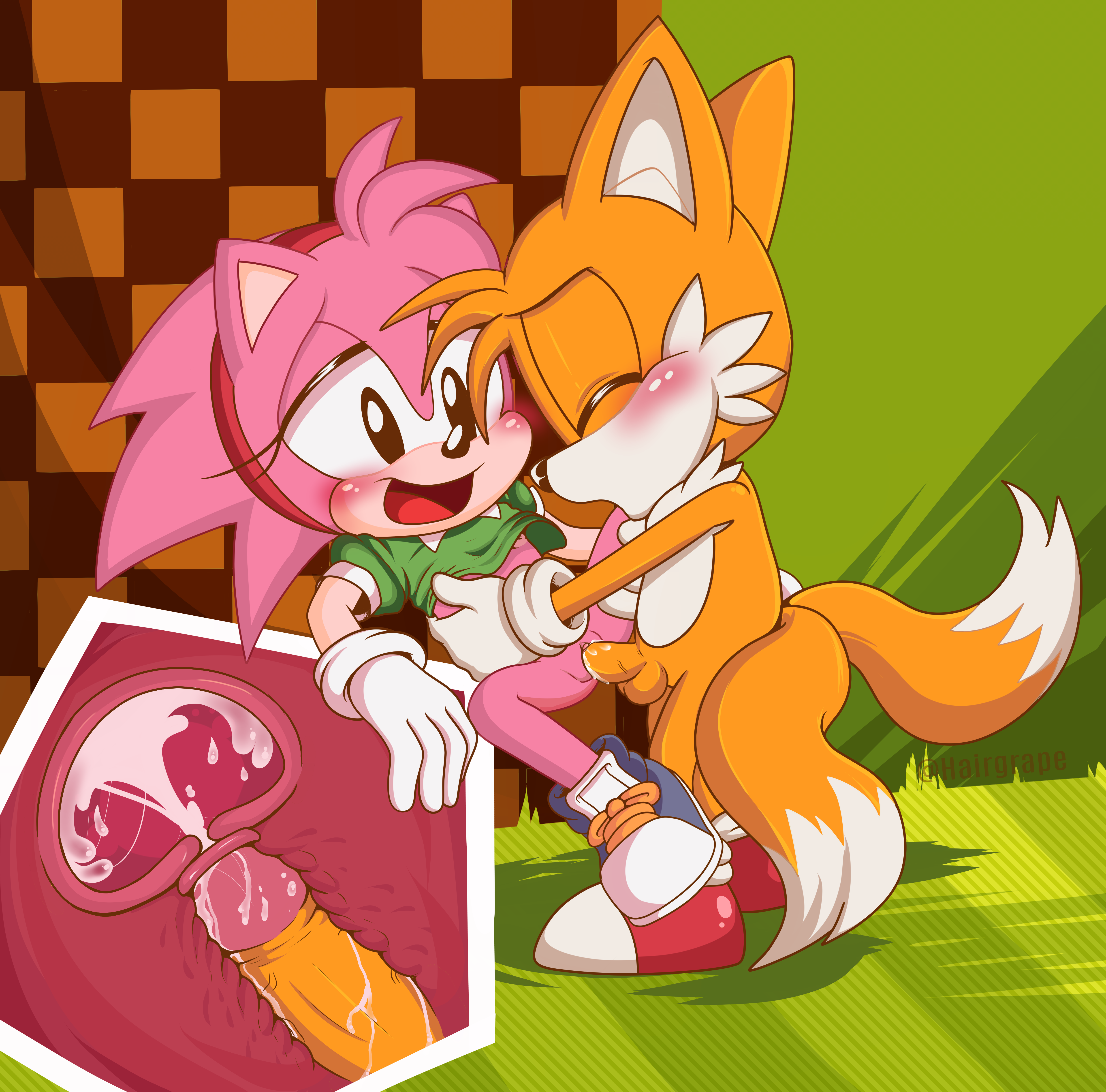 green hill, hairgrape, amy rose, classic amy, miles prower, tails, inkbunny...