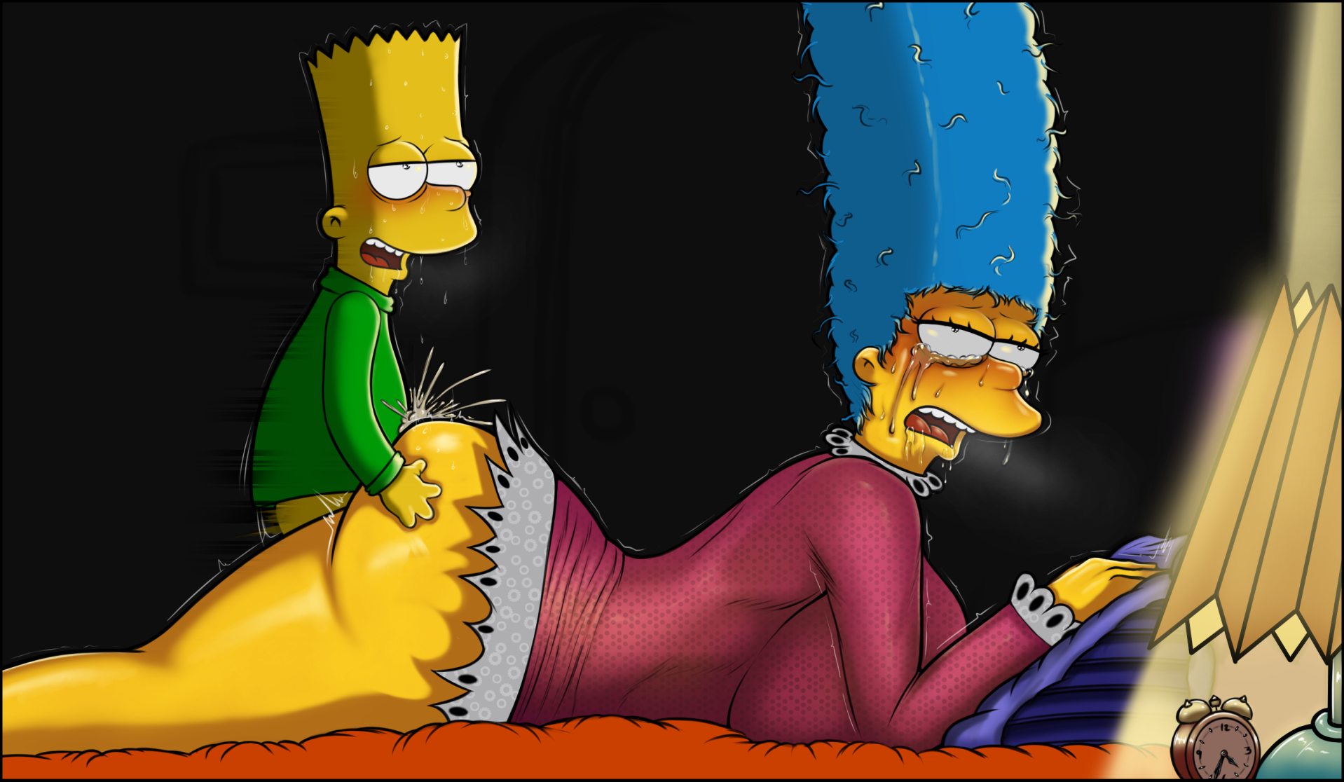 Bart cums inside marge simpson