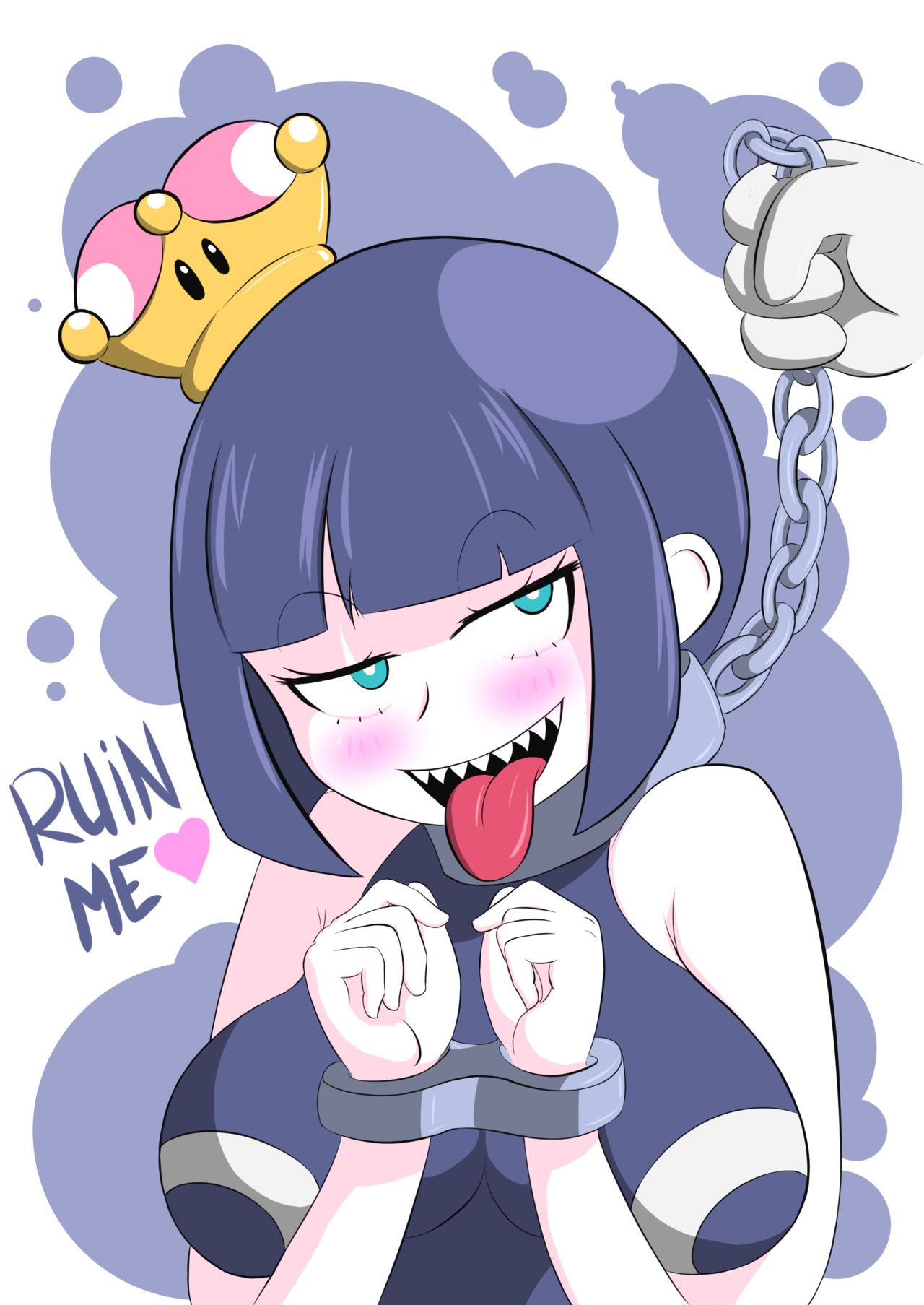chompette, blush, breasts, chains, sexy, turned on.