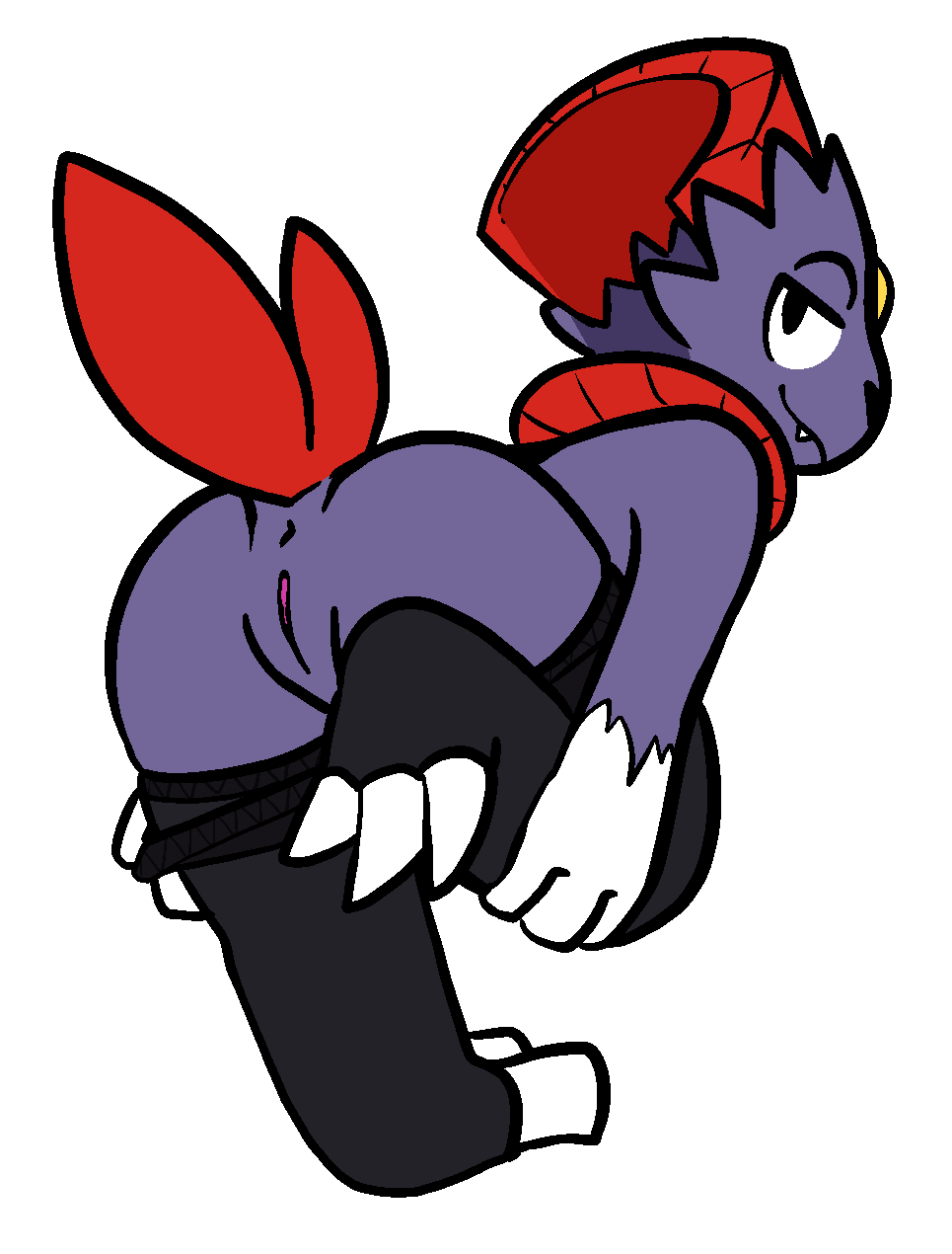 trout (artist), weavile, nintendo, hi res, alpha channel, anthro, anthrofied, anus, ass, clothing, female, fur, furry, furry only, genitals, leggings, legwear, lingerie, looking back, panties, pokemon, presenting, presenting anus, presenting hindquarters, presenting pussy, pussy, seductive, solo, stockings, tail, thigh highs, underwear, undressing, video games, 
