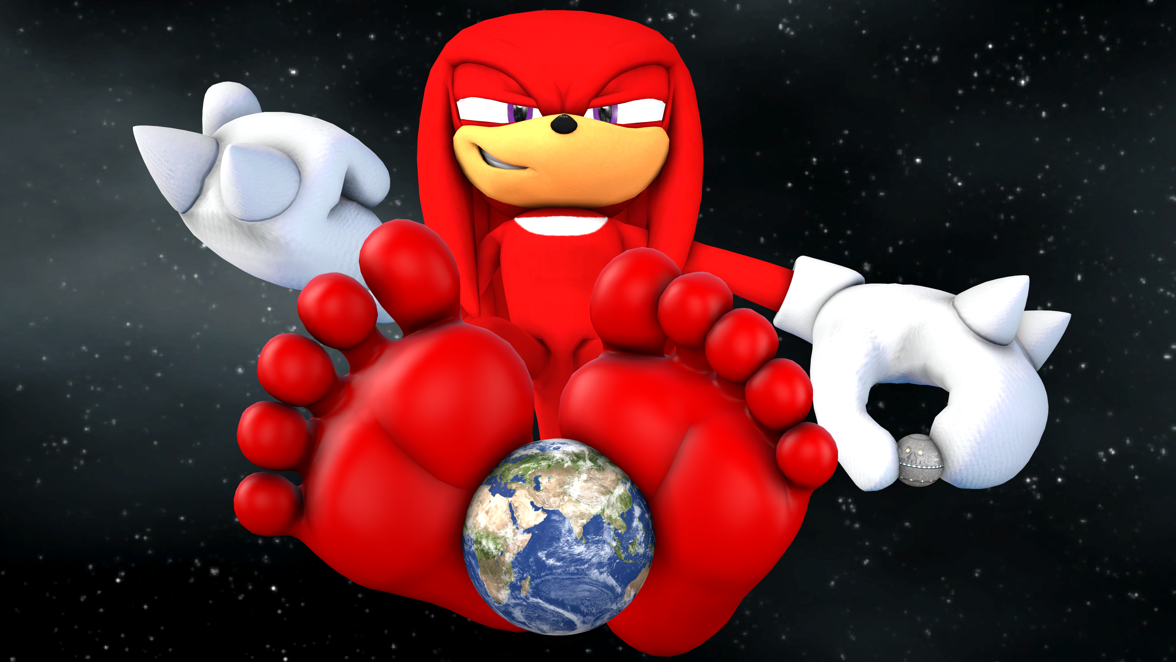1boy 2020s 3d 3d_render 5_toes absurd_res absurd_resolution anthro bluehulkhog death_egg devious_smile earth extreme_size_difference feet feet_fetish feet_focus foot_fetish high_resolution highres holding_object knuckles_the_echidna macro macro_male male purple_eyes sega size_difference sonic_(series) sonic_the_hedgehog_(series) terra_macro