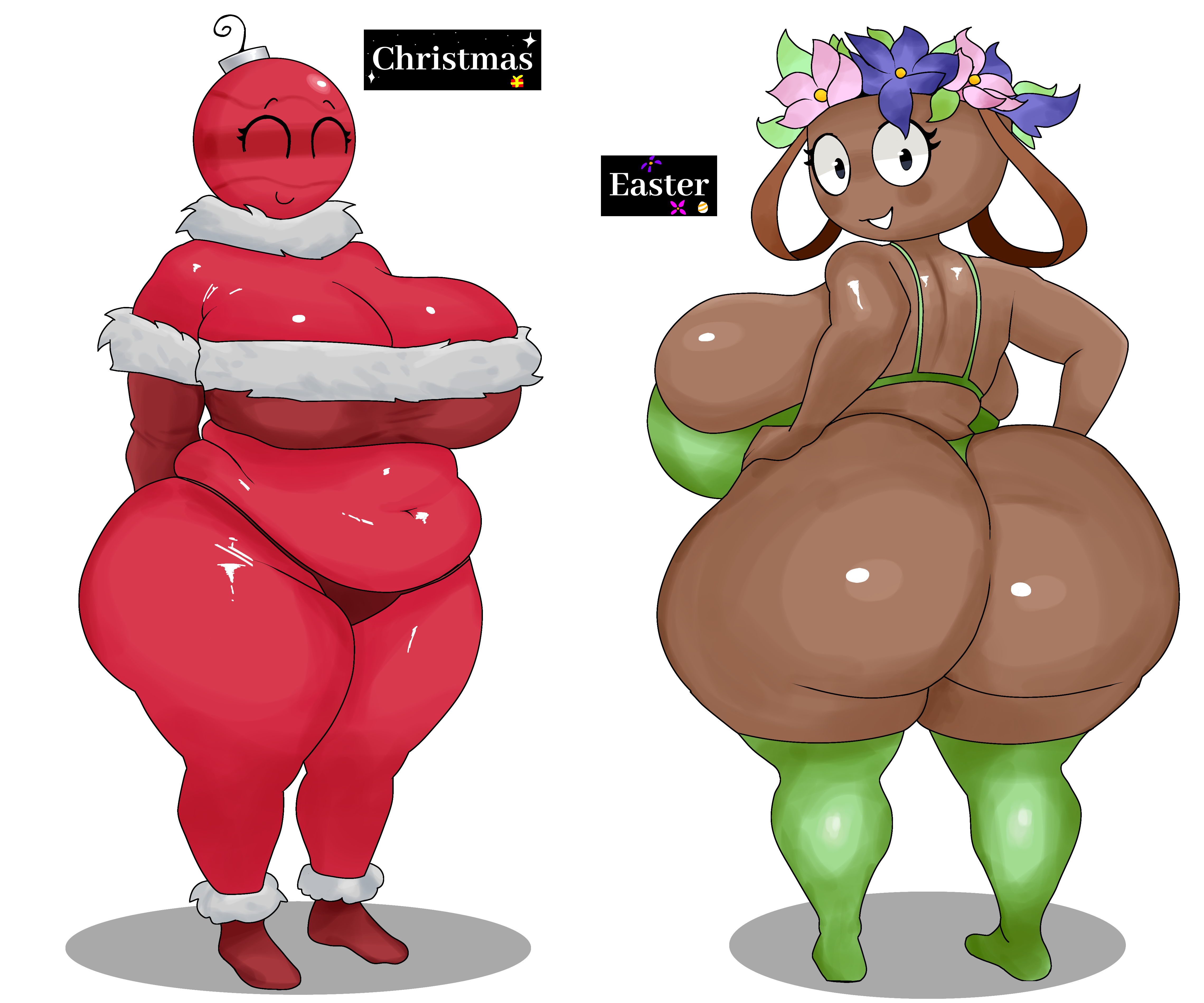 ...ass, back view, big ass, big breasts, bra, breasts, christmas outfit, ch...