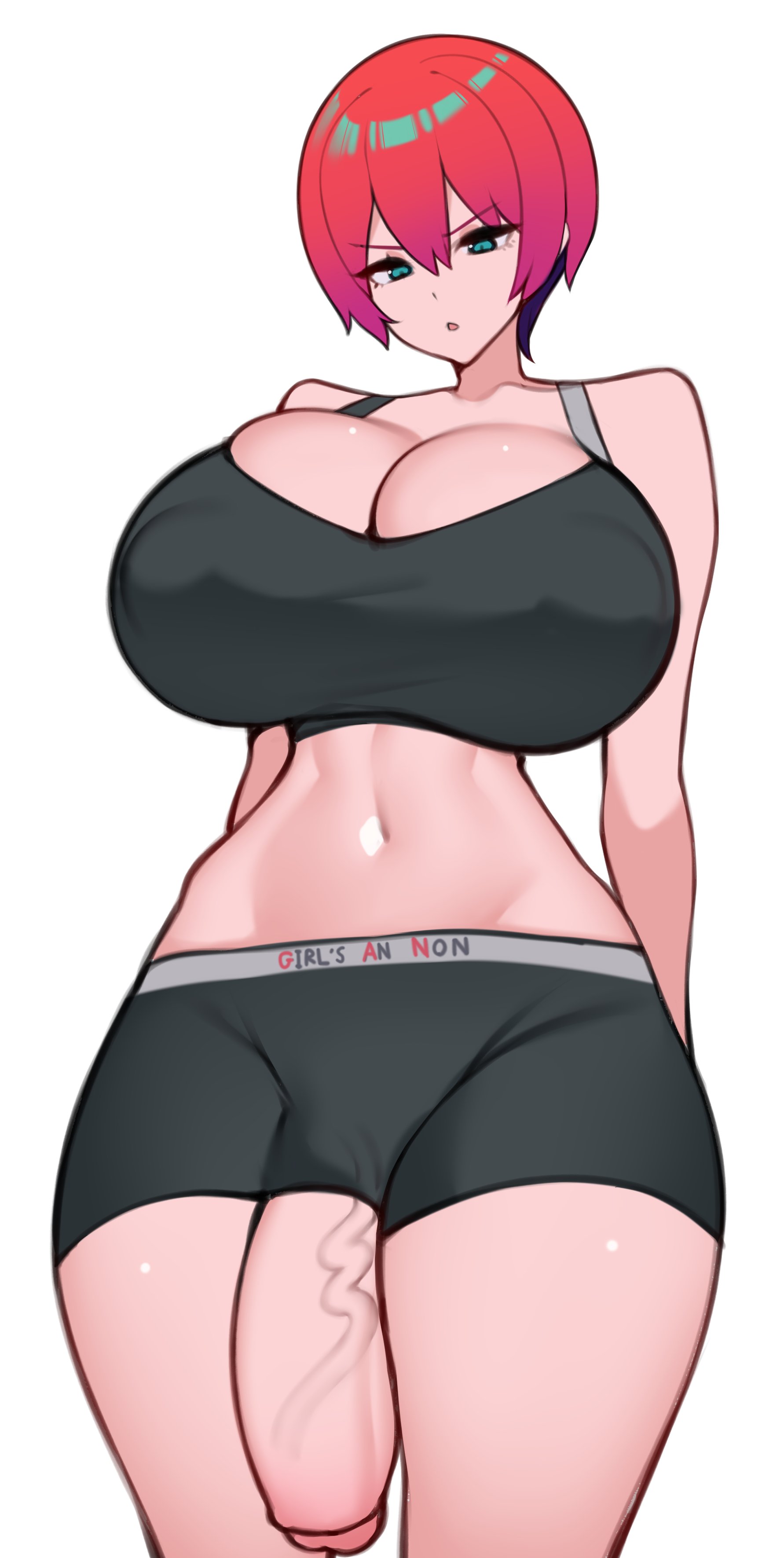 character request, tagme, 1futa, big breasts, big penis, busty, cleavage, dick, dickgirl, fat cock, futa only, futanari, gquuuuuux, huge breasts, huge cock, large breasts, large penis, light-skinned futanari, light skin, partially clothed, penis, penis out, pink hair, thick penis, unbeller, 