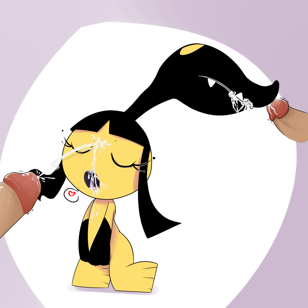 thegalen, mawile, nintendo, color, tagme, cum, female, feral, fur, human, interspecies, kneeling, male, multiple males, nude, penis, pokemon, pokephilia, size difference, straight, 