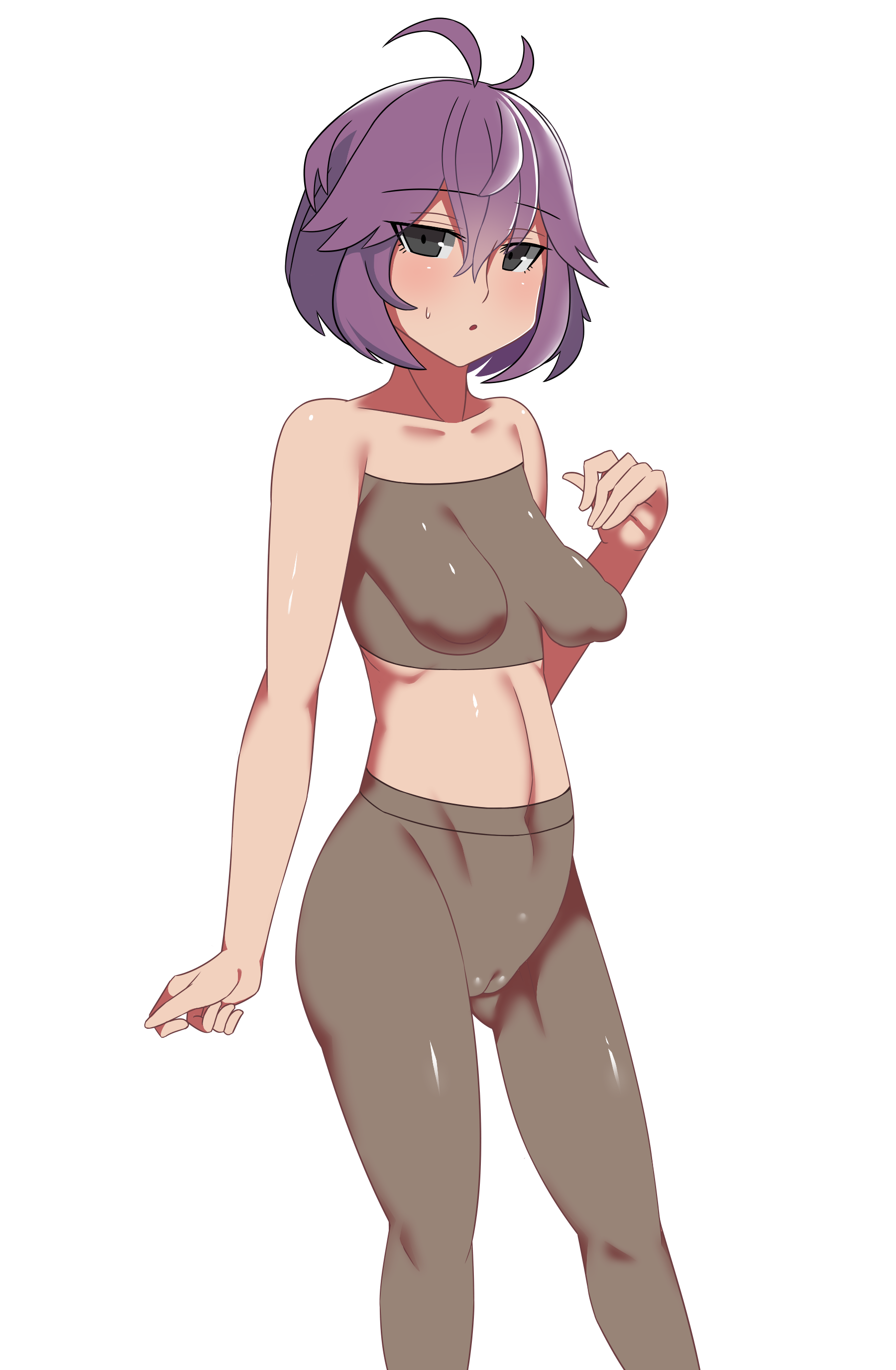 bernadetta von varley, fire emblem, fire emblem: three houses, nintendo, 1girls, ahoge, ass visible through thighs, black eyes, female, female only, hair between eyes, looking at viewer, perky breasts, pibu, purple hair, short hair, solo, 